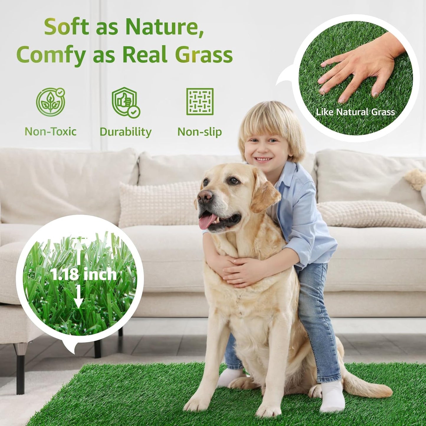 LOOBANI Dog Grass Pee Pads, Artificial Dog Grass Pads for Potty Tray, Fake Grass for Dogs to Pee On, Outdoor Indoor Pee Grass for Dog Potty (31*51 inch)