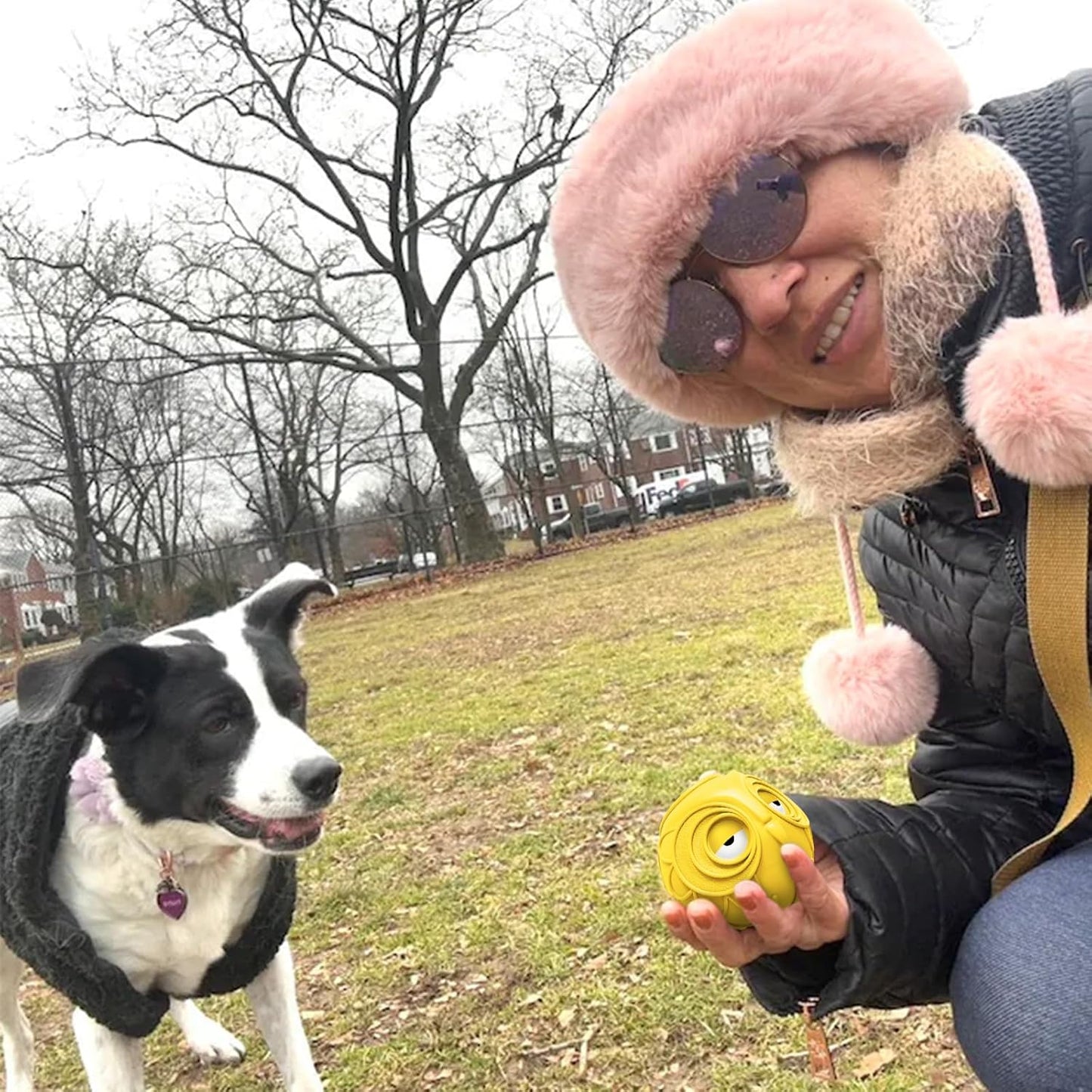 Giggle Ball for Dogs Owl Toys for Puppy Interactive Dog Toy Medium Large Dogs Natural Rubber Cute Hoot Fun Gift for Dog (Yellow Owl)