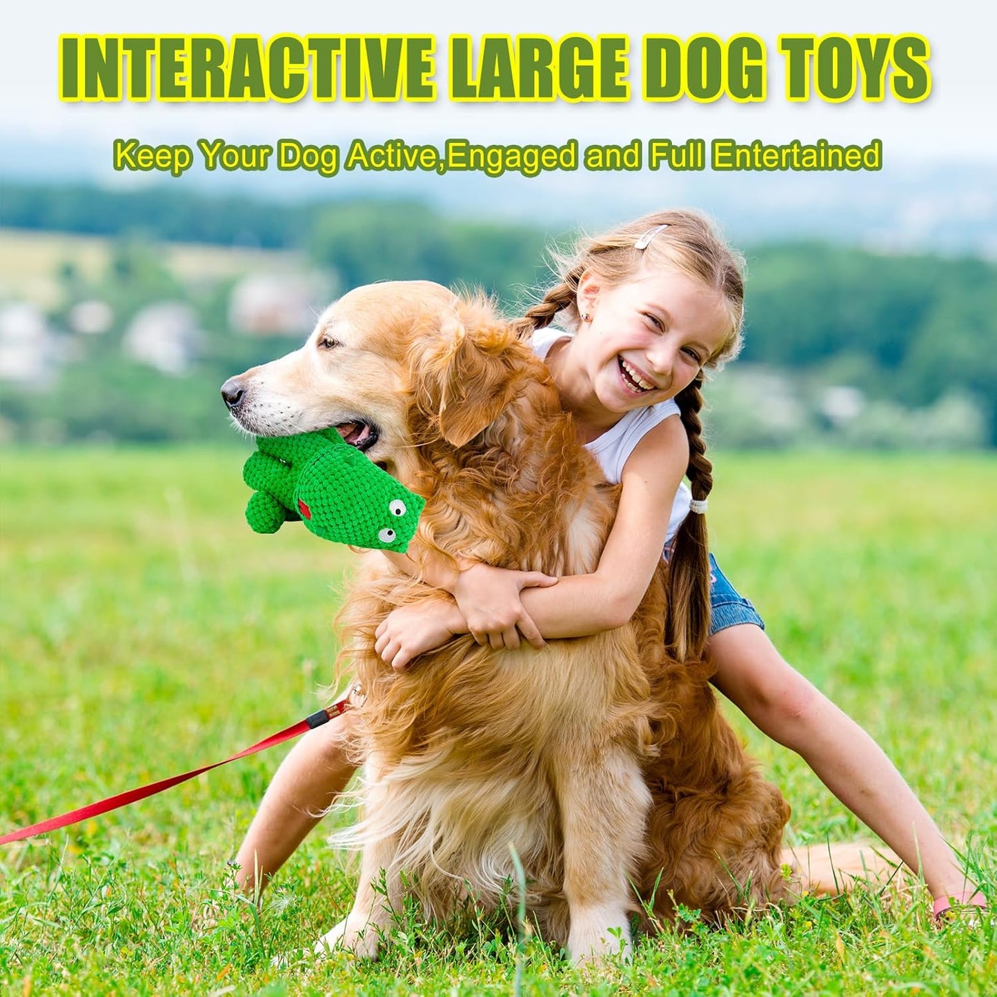 Plush Dog Toys for Large Dogs, Squeaky Dog Toys to Keep Them Busy, Tough Chew Toys for Dogs, Interactive Stuffed Dog Toy for Large Medium Small Breed, Pet Toy