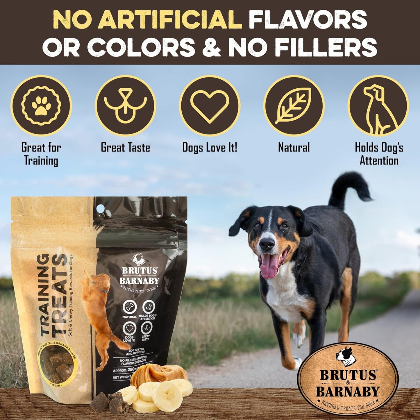Training Treats for Dogs - Peanut Butter & Banana - All-Natural Healthy Low Calorie Vegan Dog Training Treats - Great to Use for Rewards in Training Your Puppy Or Dog