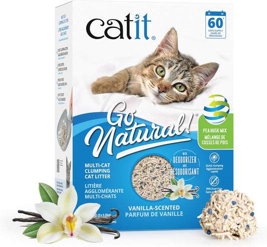 Catit Go Natural Plant-Based Cat Litter, Sustainable and Eco-Friendly, 99% Dust-Free, Low Tracking, High Absorption, Odor Control, Easy to Scoop