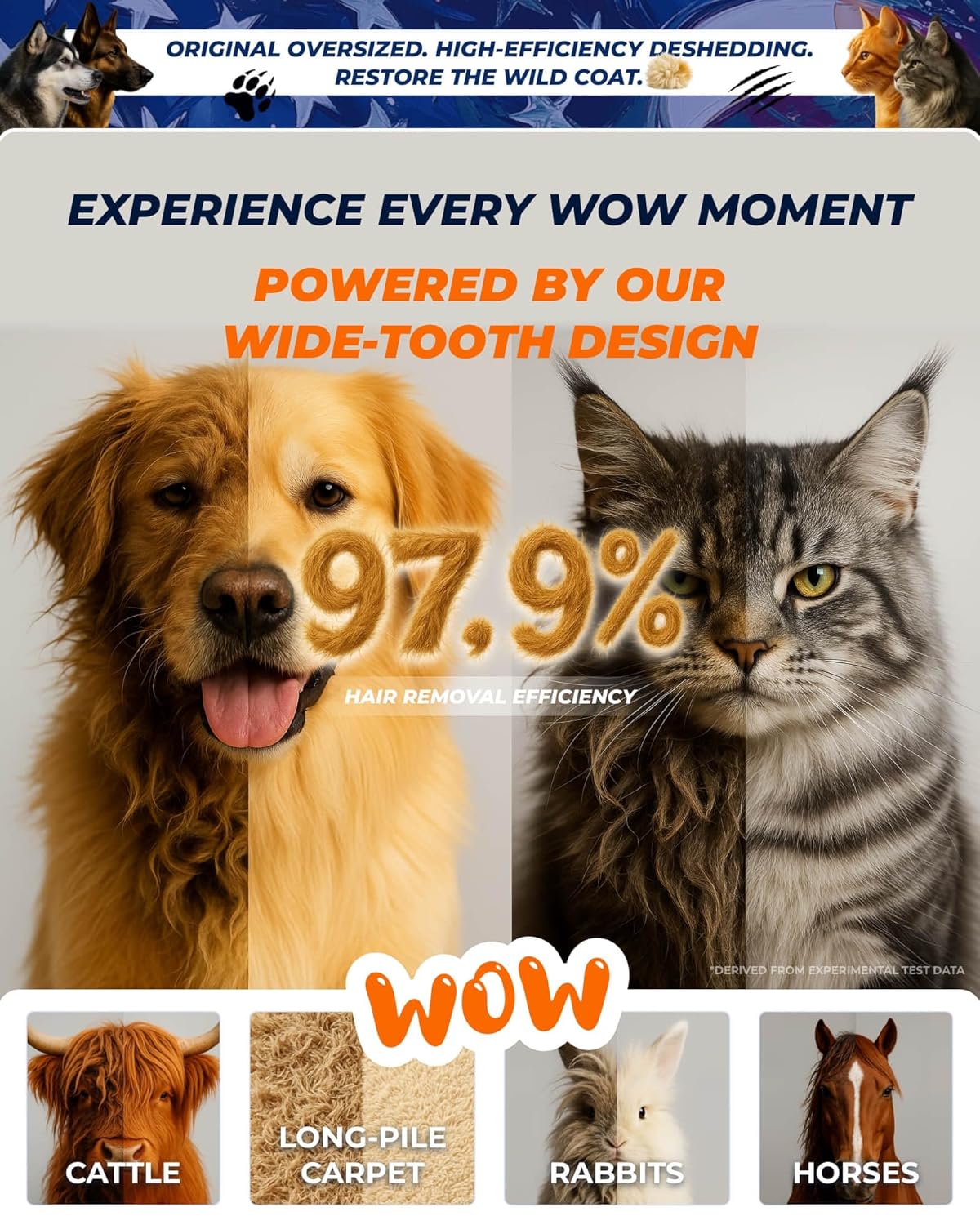 Dog Brush for Shedding 20 Blade Dematting Tool Pet Brush, Undercoat Rake for Large Medium Small Dogs and Cats, Shedding Dog Comb for Grooming, Premium Wood Handle, Efficiently Detangle and Groom Coats