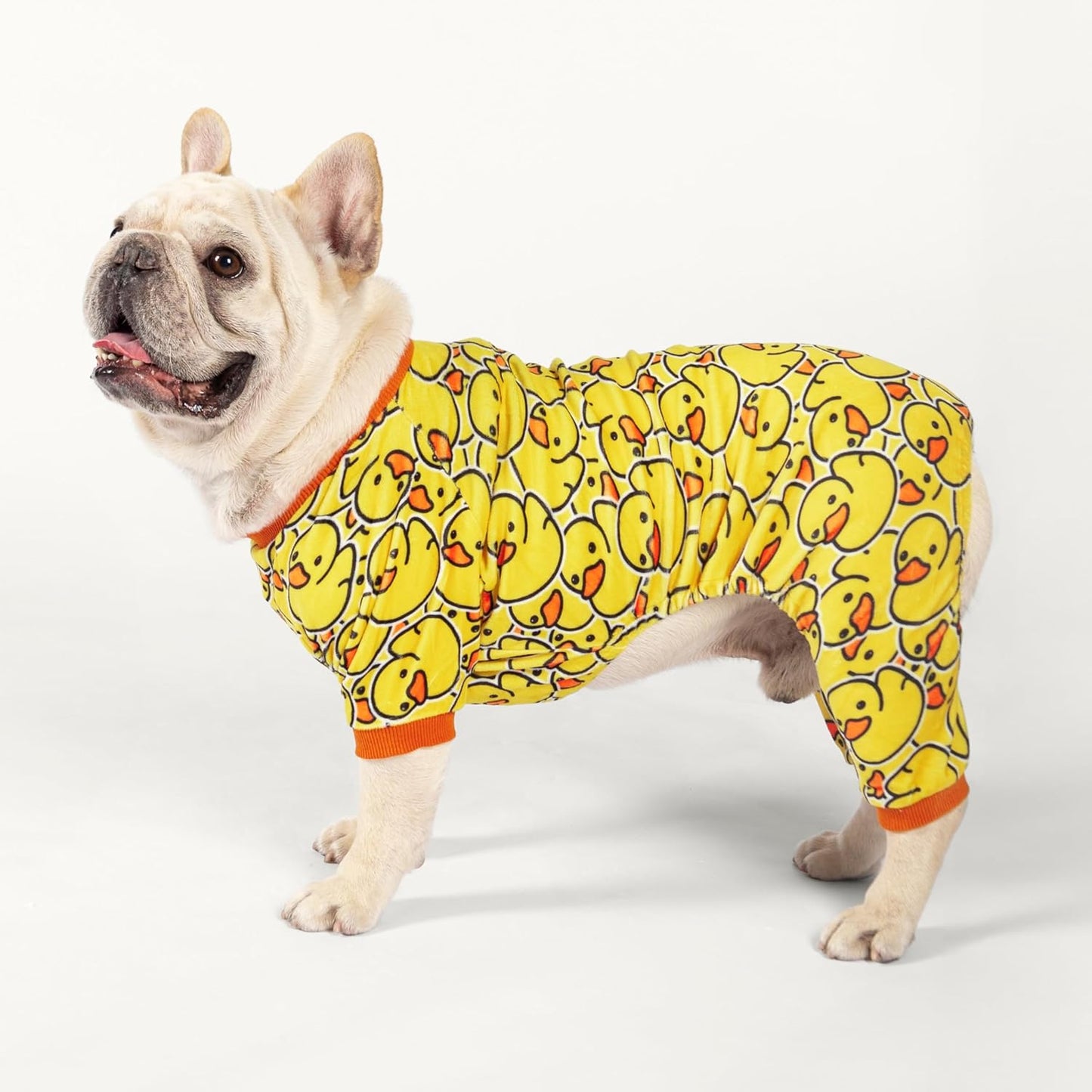 Fitwarm Funny Duck Dog Pajamas, Dog Winter Clothes for Small Dogs Girl, Lightweight Velvet Pet Jumpsuit, Cat Onesie, Yellow, XS