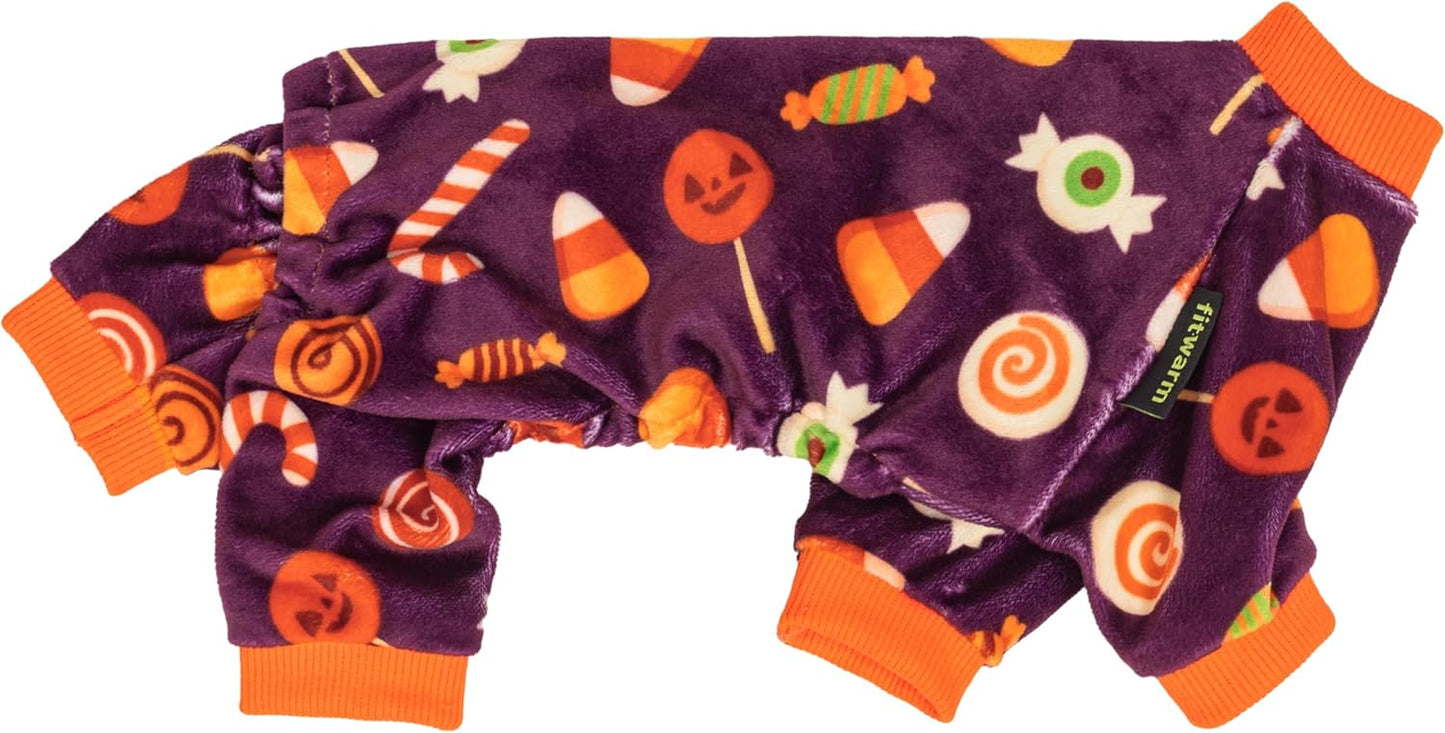 Fitwarm Halloween Candy Dog Pajamas, Funny Costumes for Small Dogs Boy Girl, Pet Outfit, Purple, Orange, Small