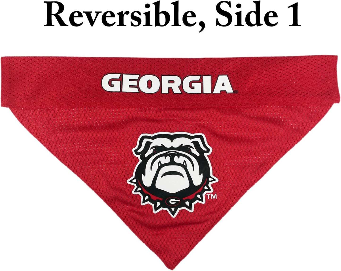 Pets First Collegiate Pet Accessories, Reversible Bandana, Georgia Bulldogs, Large/X-Large,Red/White