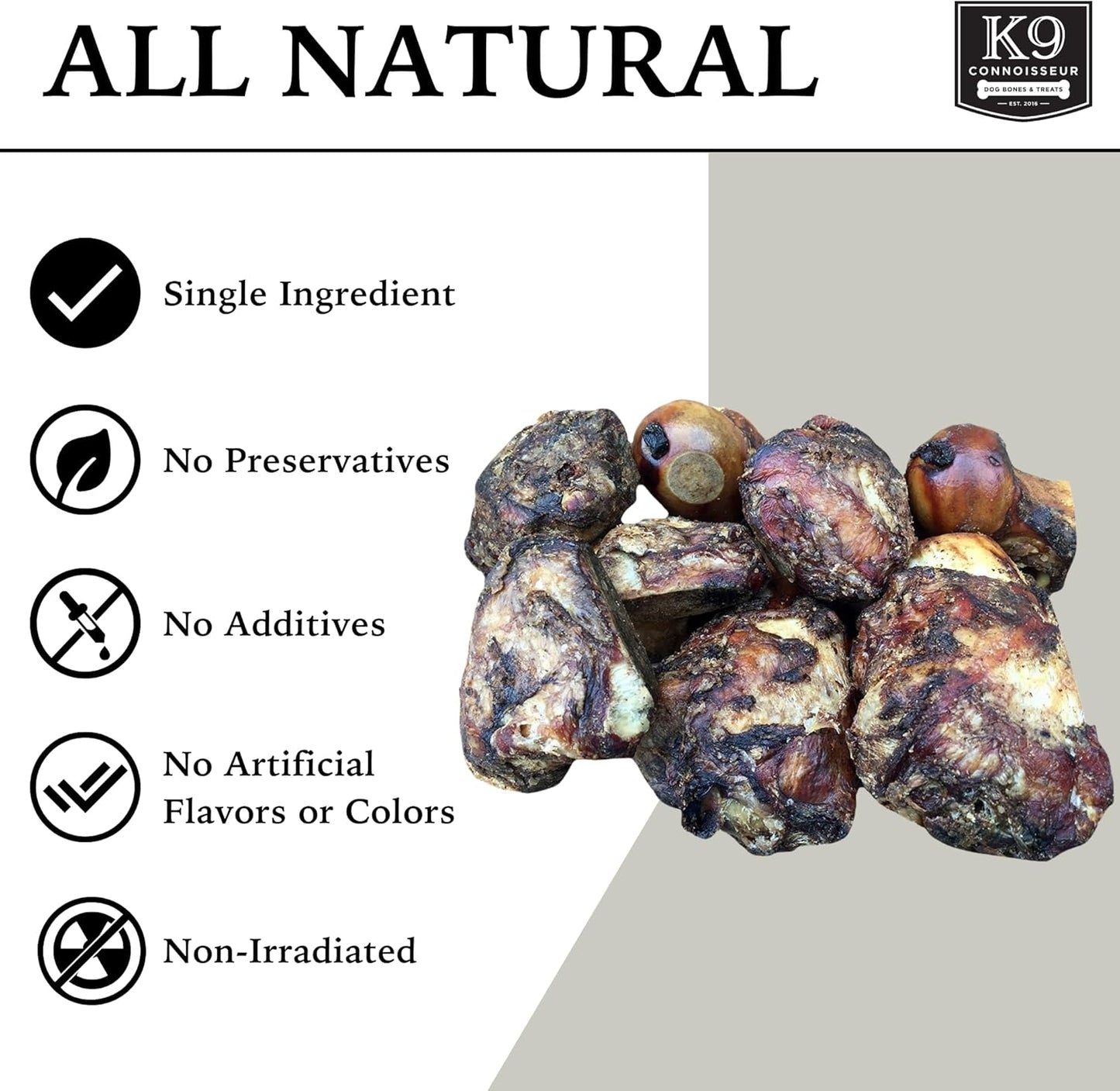 K9 Connoisseur Dog Bones Made in USA for Large Breed Aggressive Chewers All Natural Long Lasting Meaty Mammoth Marrow Filled Bone Chew Treat Best for Dogs Over 50 Pounds (8 Pack)