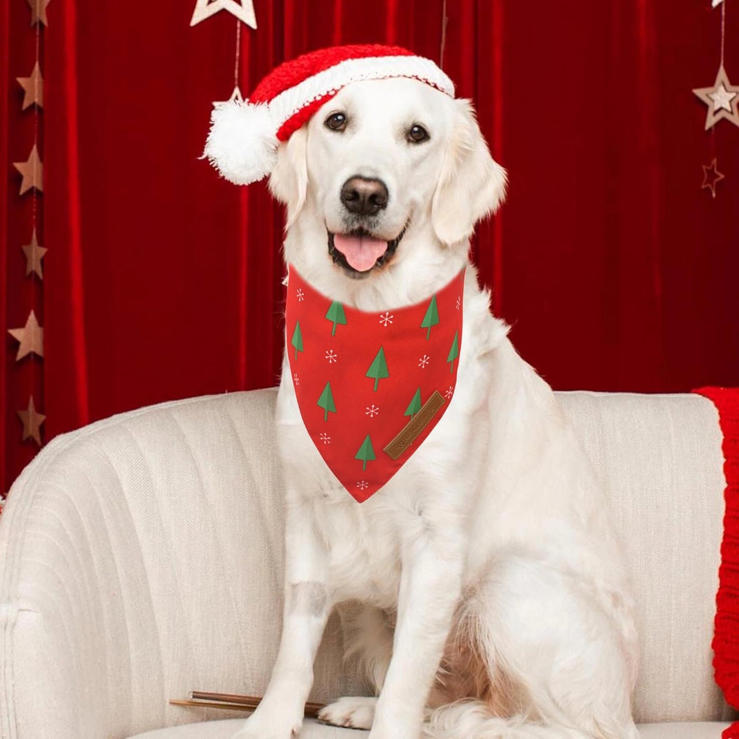 Realeaf Christmas Dog Bandanas 2 Pack, Reversible Red Green Xmas Dog Scarf for Boy and Girl, Premium Durable Fabric, Holiday Bandana for Small Medium Large and Extra Large Dogs (Small)