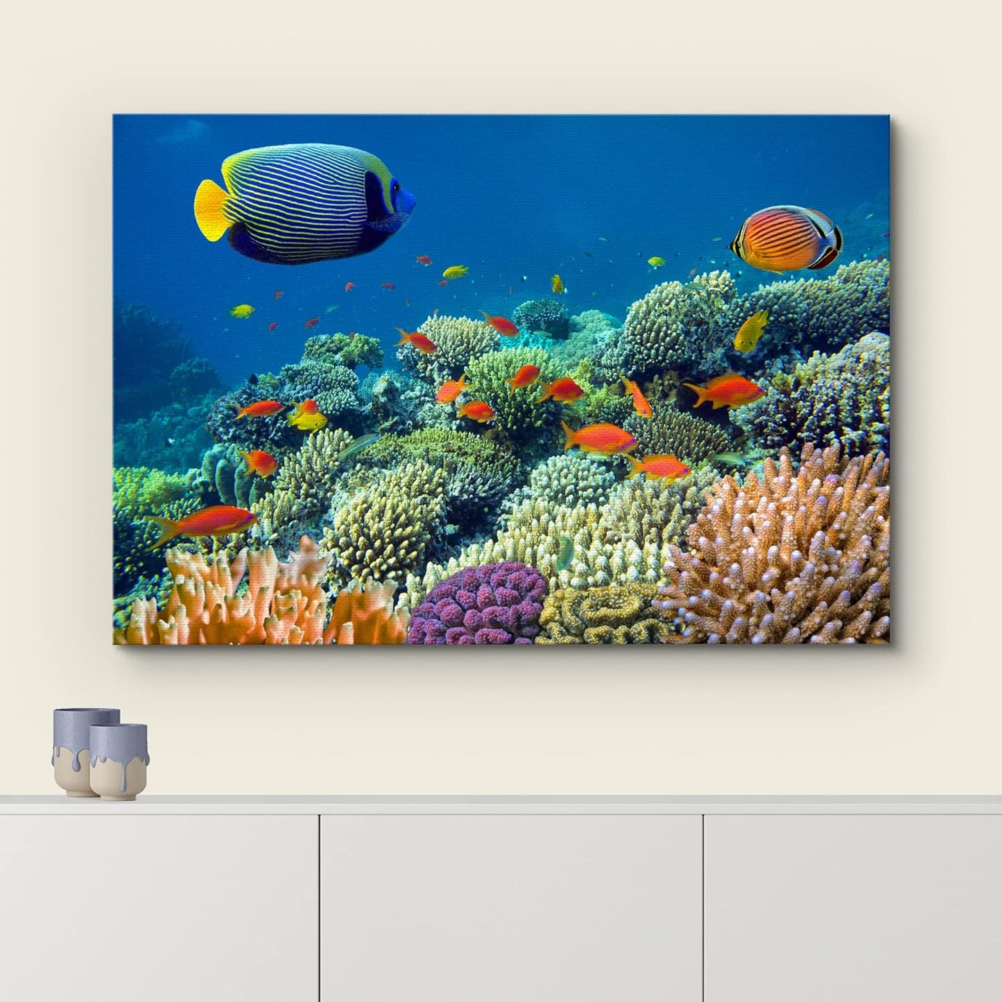 wall26 Canvas Print Wall Art Tropical Underwater Sea Coral Reef Fish Nature Animals Photography Realism Rustic Scenic Landscape Wilderness Earth Colorful for Living Room, Bedroom, Office - 12"x18"