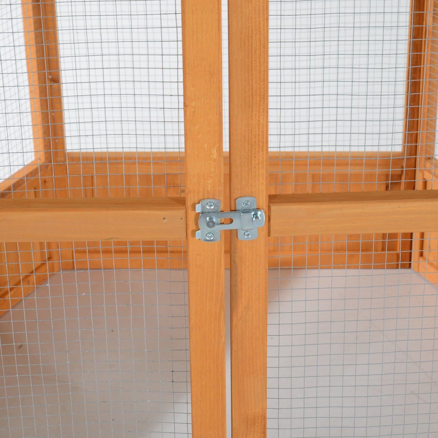 PawHut 69" Large Wooden Hexagonal Outdoor Aviary Flight Bird Cage with Covered Roof, Brown