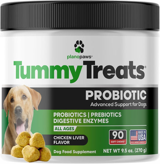 Probiotics for Dogs – Digestive Health Chews with Prebiotics & Enzymes | Dog Probiotic Supplement for Gut, Diarrhea Relief, Gas & Allergy Support – Chicken Flavor Soft Chews