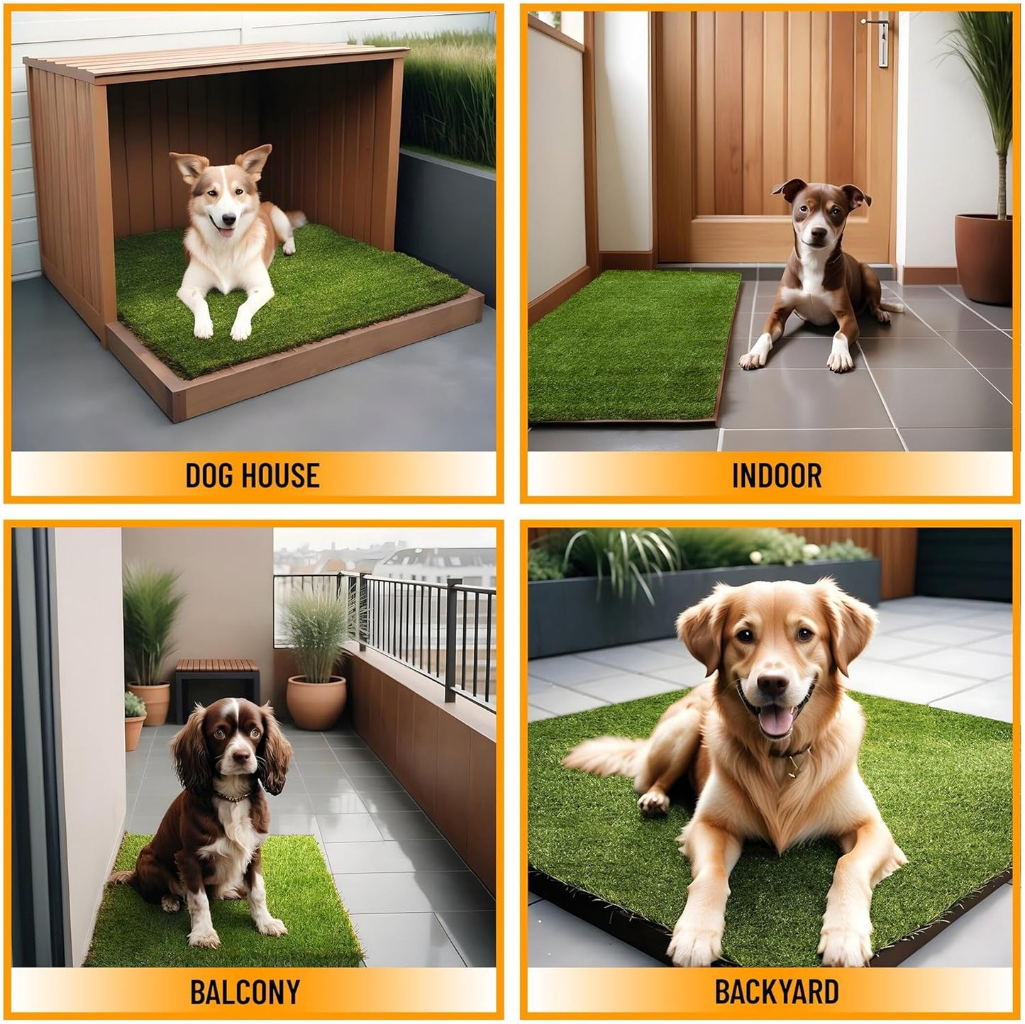 Ottomanson Artificial Grass Puppy Potty Training Pad, 2'7" x 3' Reusable Pee Pad for Small Pets and Dogs