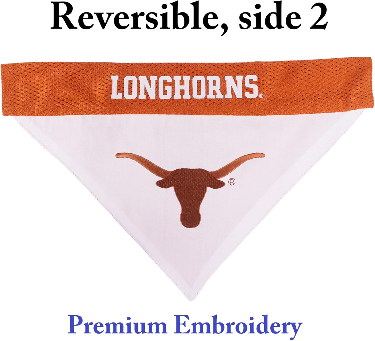 Pets First Collegiate Pet Accessories, Reversible Bandana, Texas Longhorns, Small/Medium