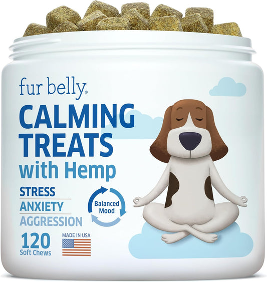 Hemp Calming Chews for Dogs - Natural Anxiety Relief Treats - Separation, Stress, Barking, Thunderstorms - 120 Dog Anxiety Chews