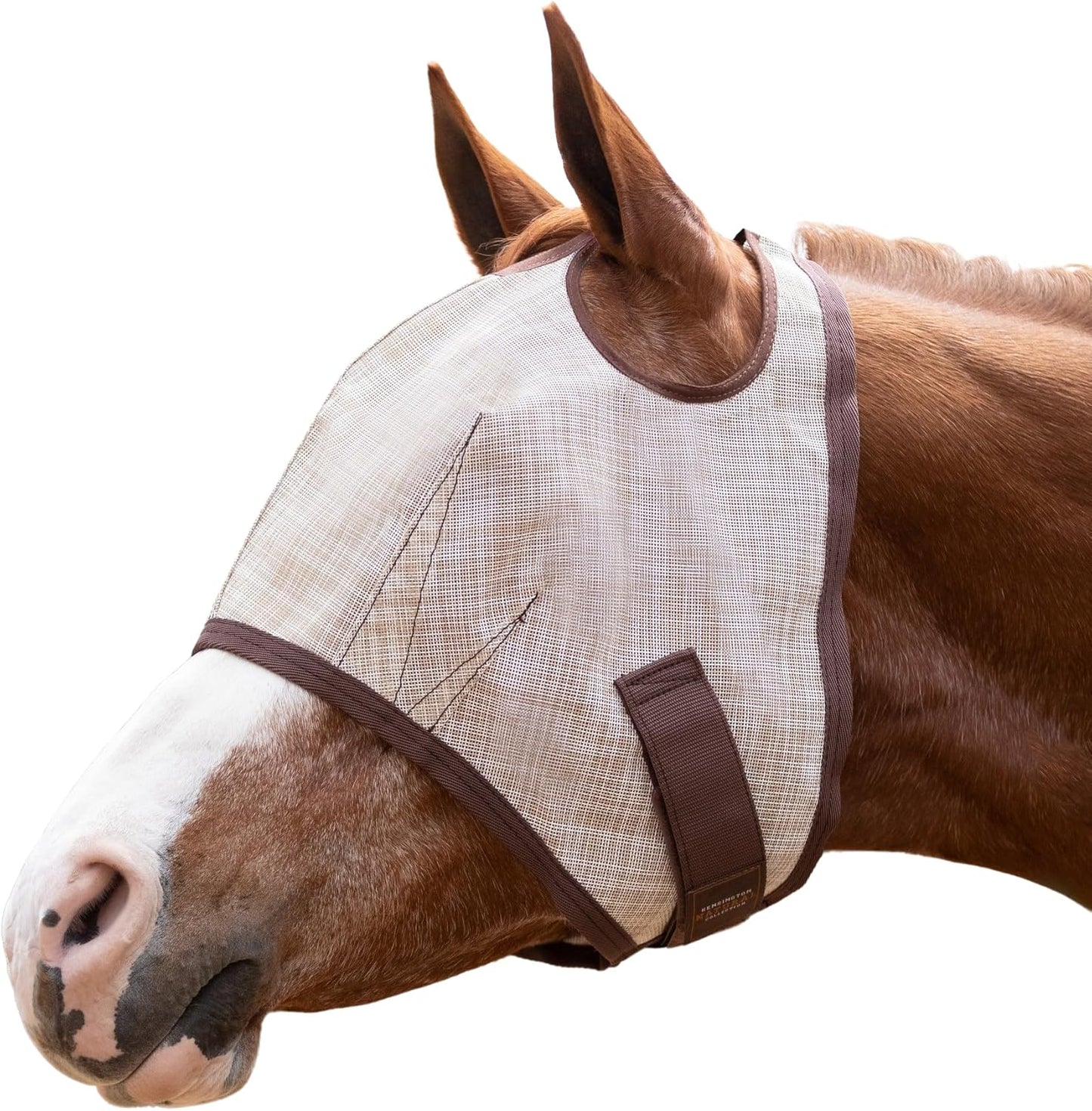 Kensington UV Horse Fly Mask with Web Trim - Protective Mask with Dual Ear Opening & Forelock Freedom - XLarge, Desert Sand