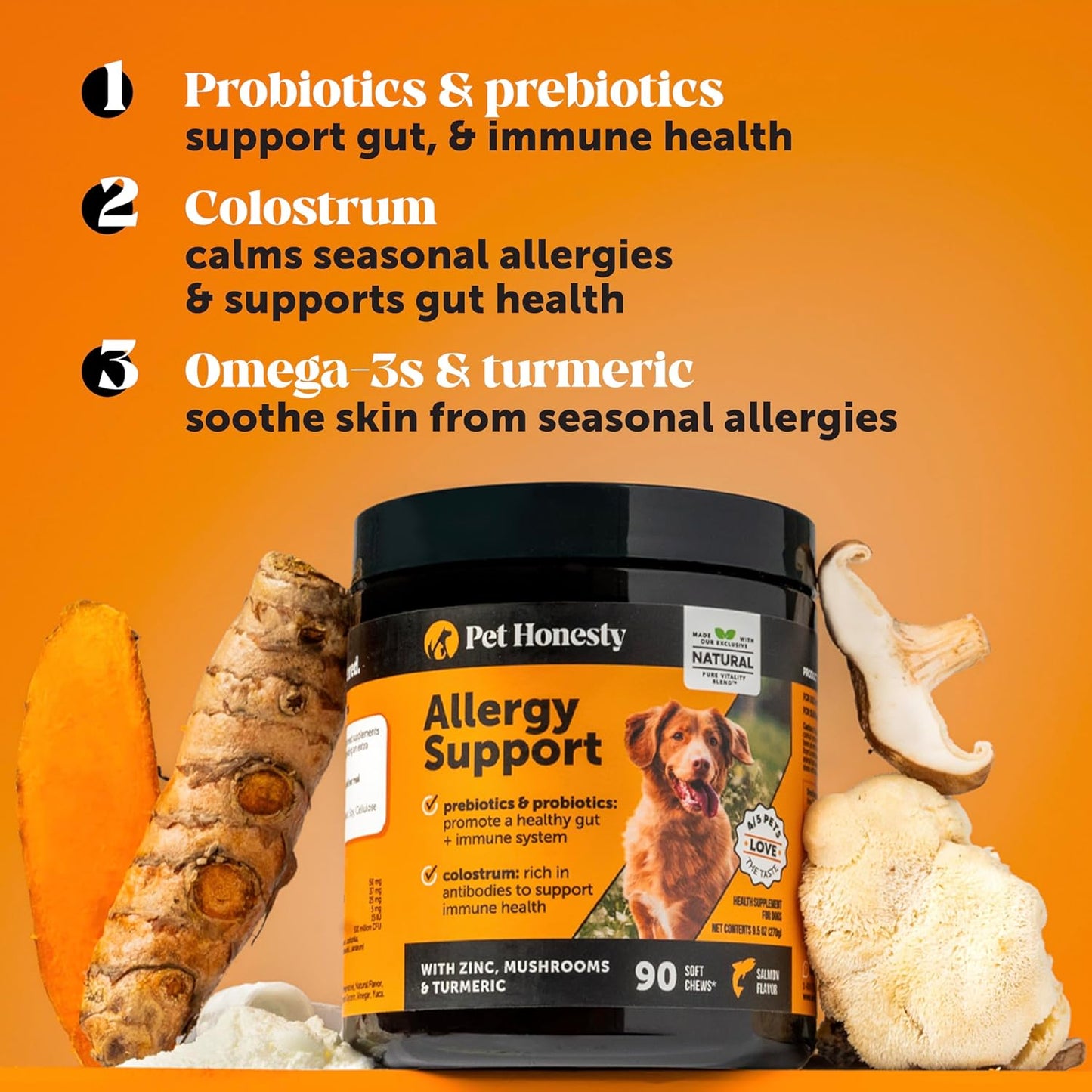 Pet Honesty Dog Allergy Itch Relief - Maximum Strength Itch Supplement with Probiotics for Dogs - Immune Support & Skin Relief for Seasonal Allergies - Natural Itchy Skin Paw Relief - (Chicken, 90 Ct)