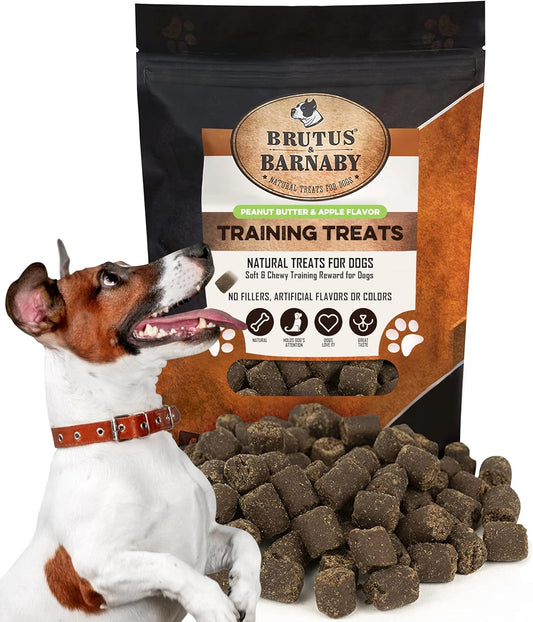 BRUTUS & BARNABY Training Treats for Dogs - Peanut Butter & Apple - All-Natural Healthy Low Calorie Vegan Treat - Great to Use for Rewards in Training Your Puppy Or Dog