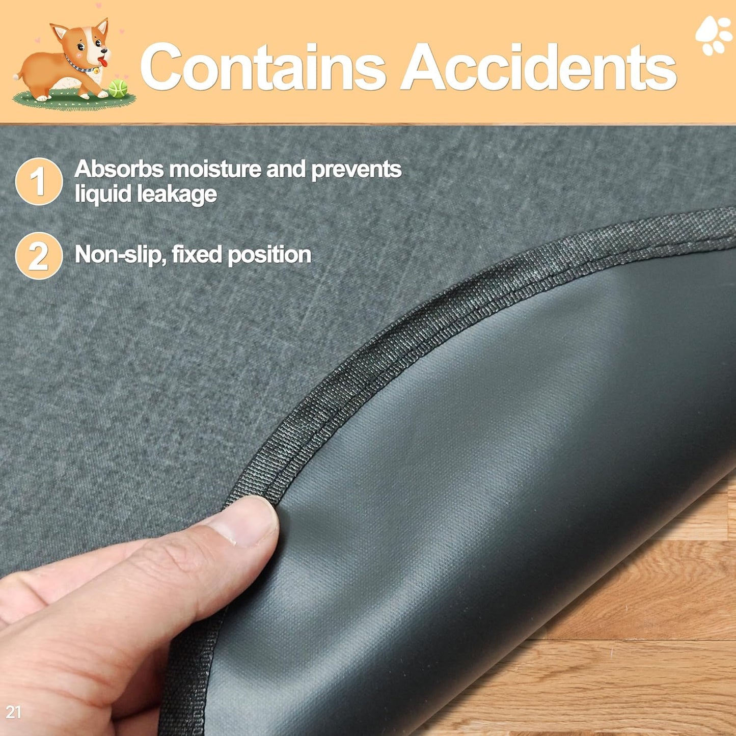 Dog Crate Mat Liner, Washable Pee Pads for Dogs, Absorbs Urine, Non-Slip, Waterproof Under Dog Crate Mat Floor Protector, Protects Floors from Wear and Scratches, (29"x42")