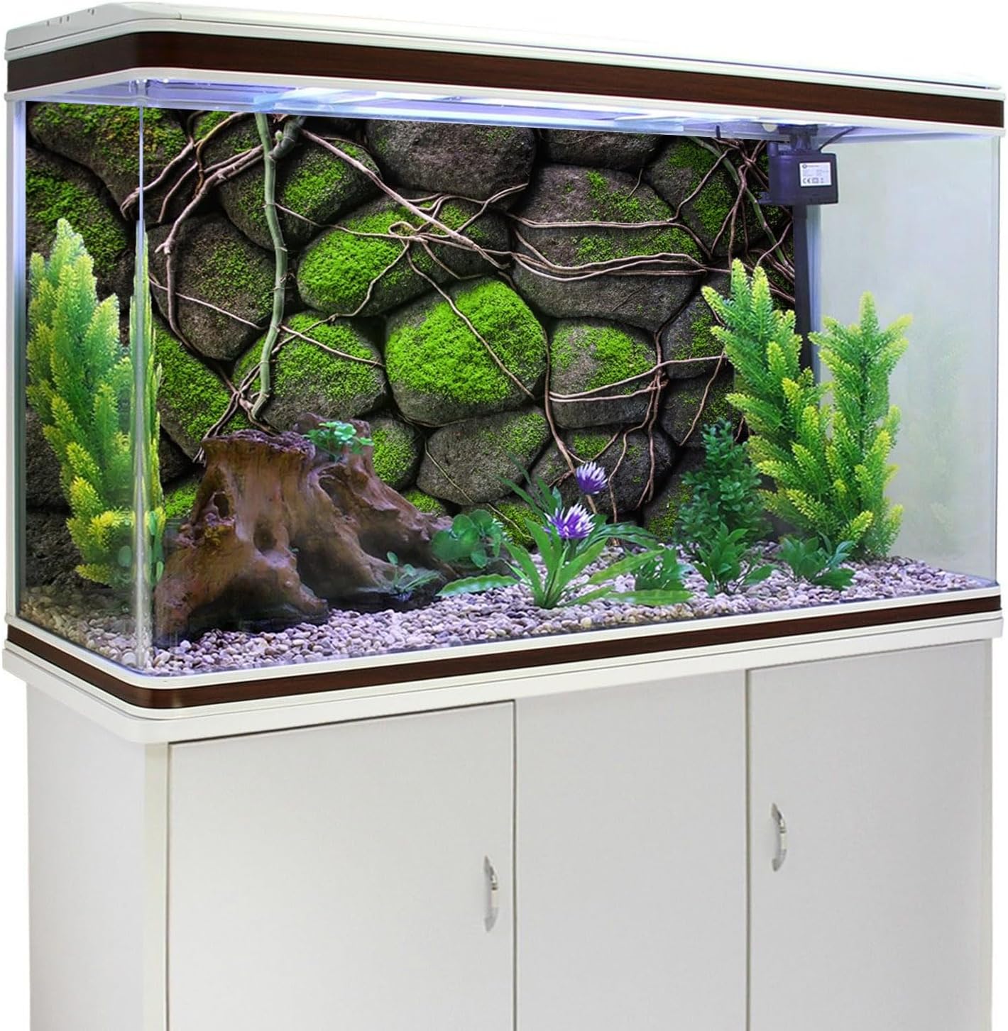 AWERT 60x24 inches Stone Aquarium Background Rock Fish Tank Background Rocky Terrarium Background Vinyl