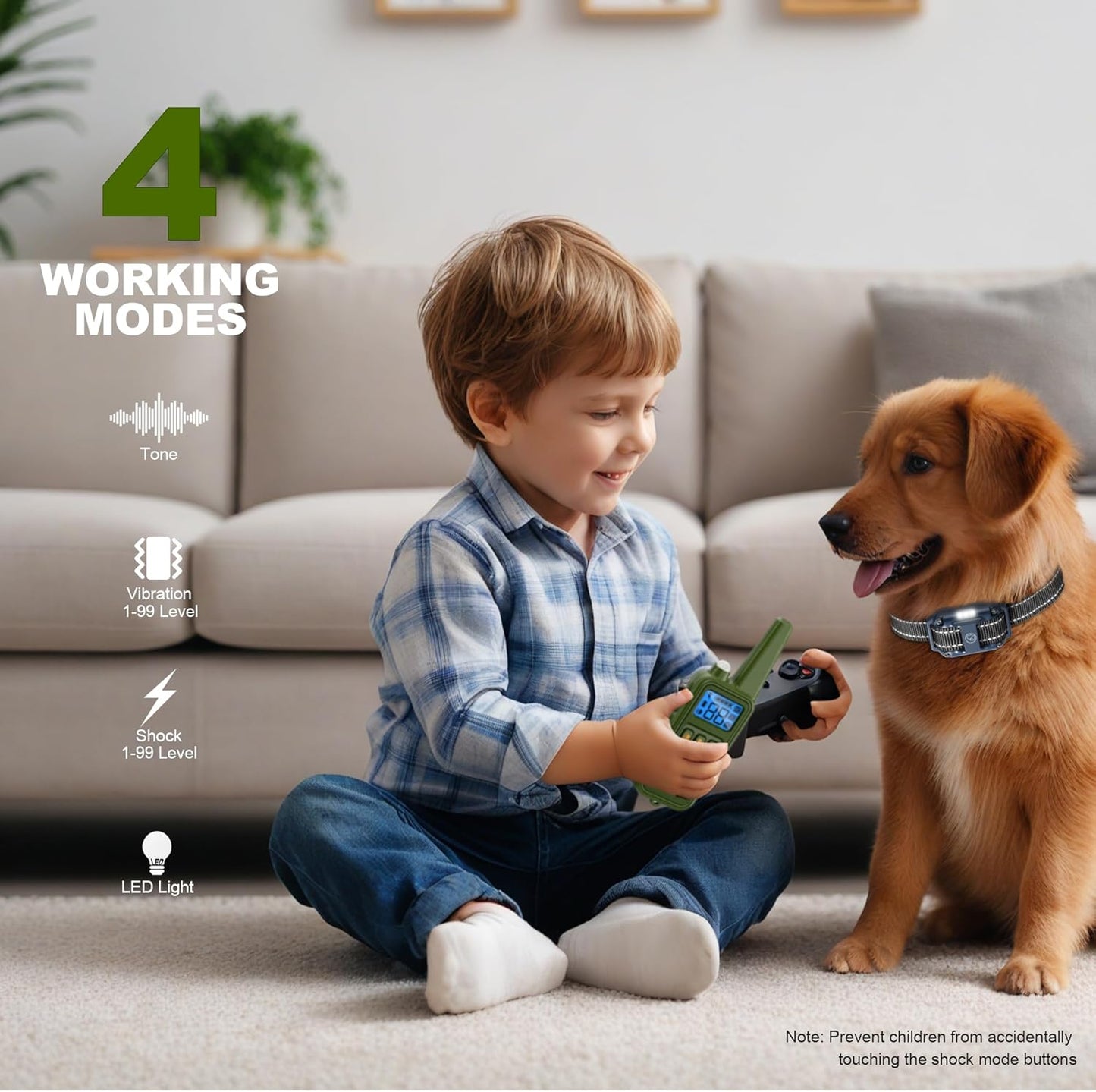 Dog Shock Collar - 2600FT Dog Training Collar with Remote, Rechargeable with 4 Training Modes, IPX7 Waterproof Electronic Dog Collar for All Breeds, Size