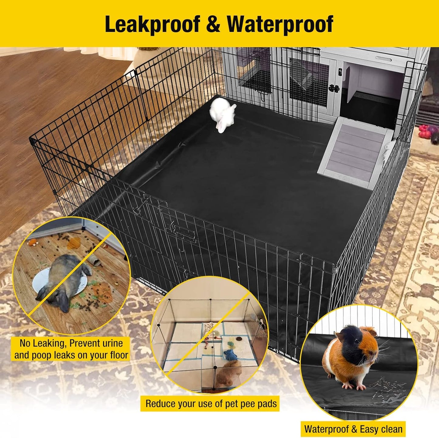 Aivituvin Pet Playpen Guinea Pig Cage Small Animal Rabbit Exercise Pen with Waterproof Floor Liner - Extension Playpen ONLY