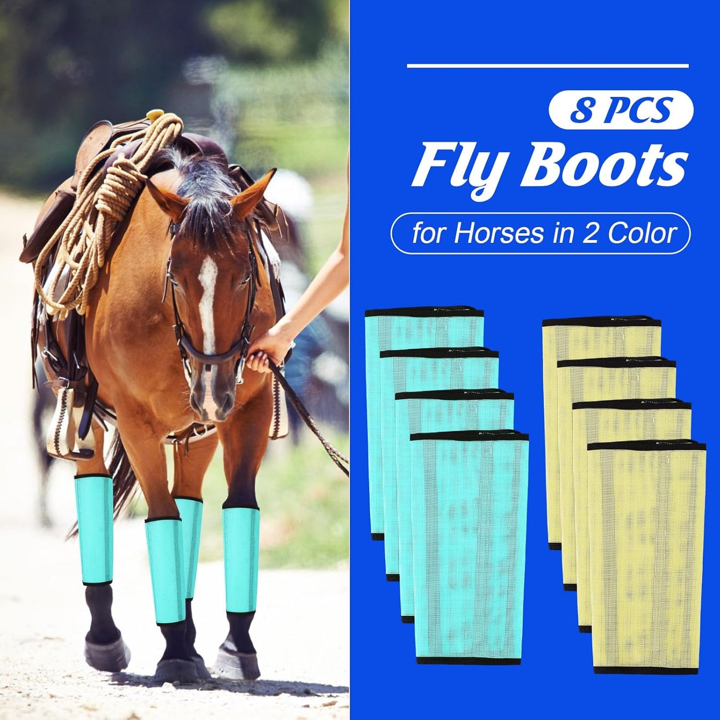 8 Pcs Mesh Fly Boots for Horse Breathable Mesh Horse Boots Protective Horse Leg Wraps Horse Leggings for Preventing Flies and Mosquitoes Bites (Light Pink, Dark Pink)