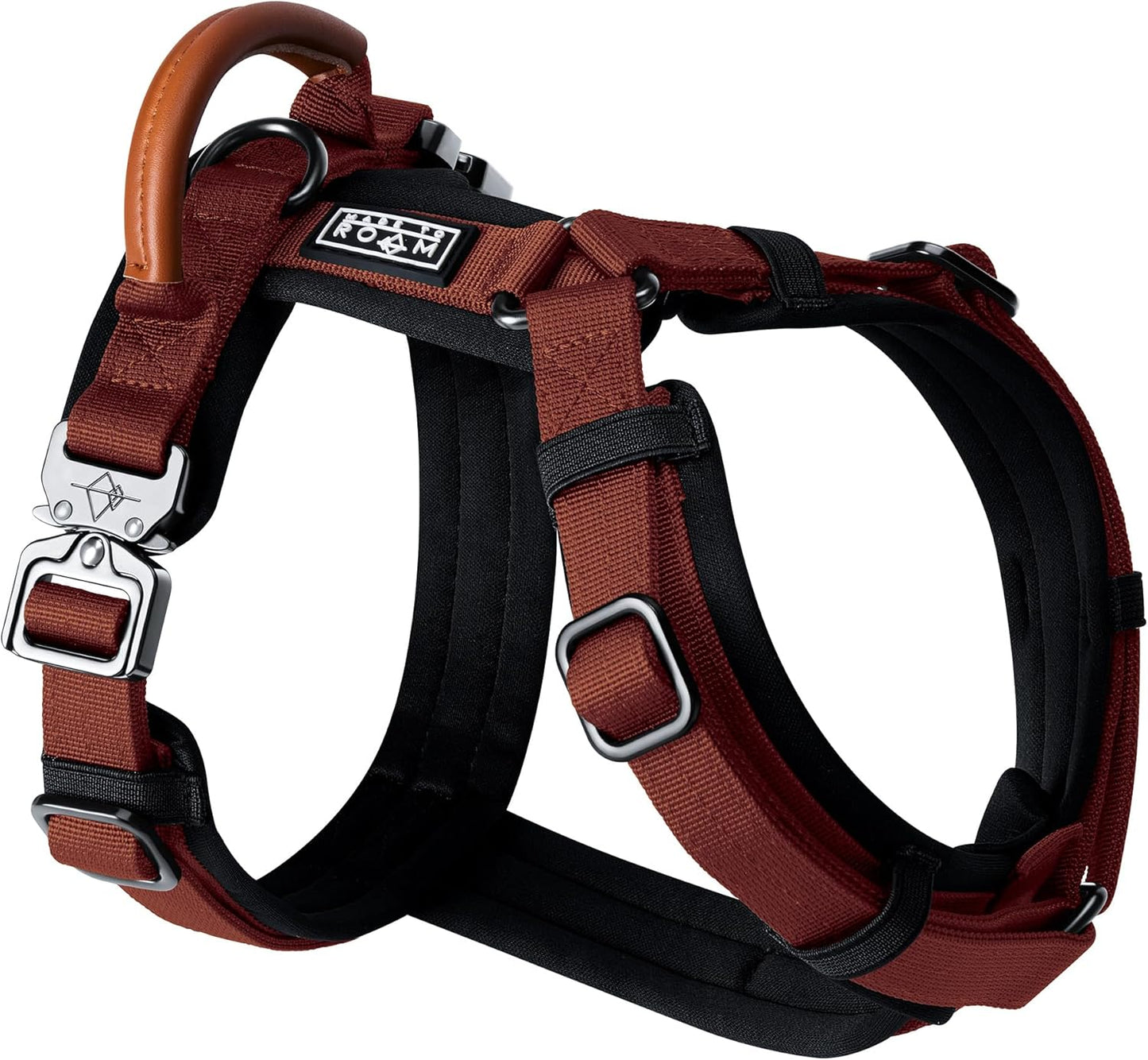 MADE TO ROAM Premium Explorer Harness - Y-Shaped Dog Harness with Adjustable Durable Nylon, Soft Padding, Metal Buckles and Leather Handle for Small, Medium, Large Dogs (Arizona Heartbeat, Size 7)