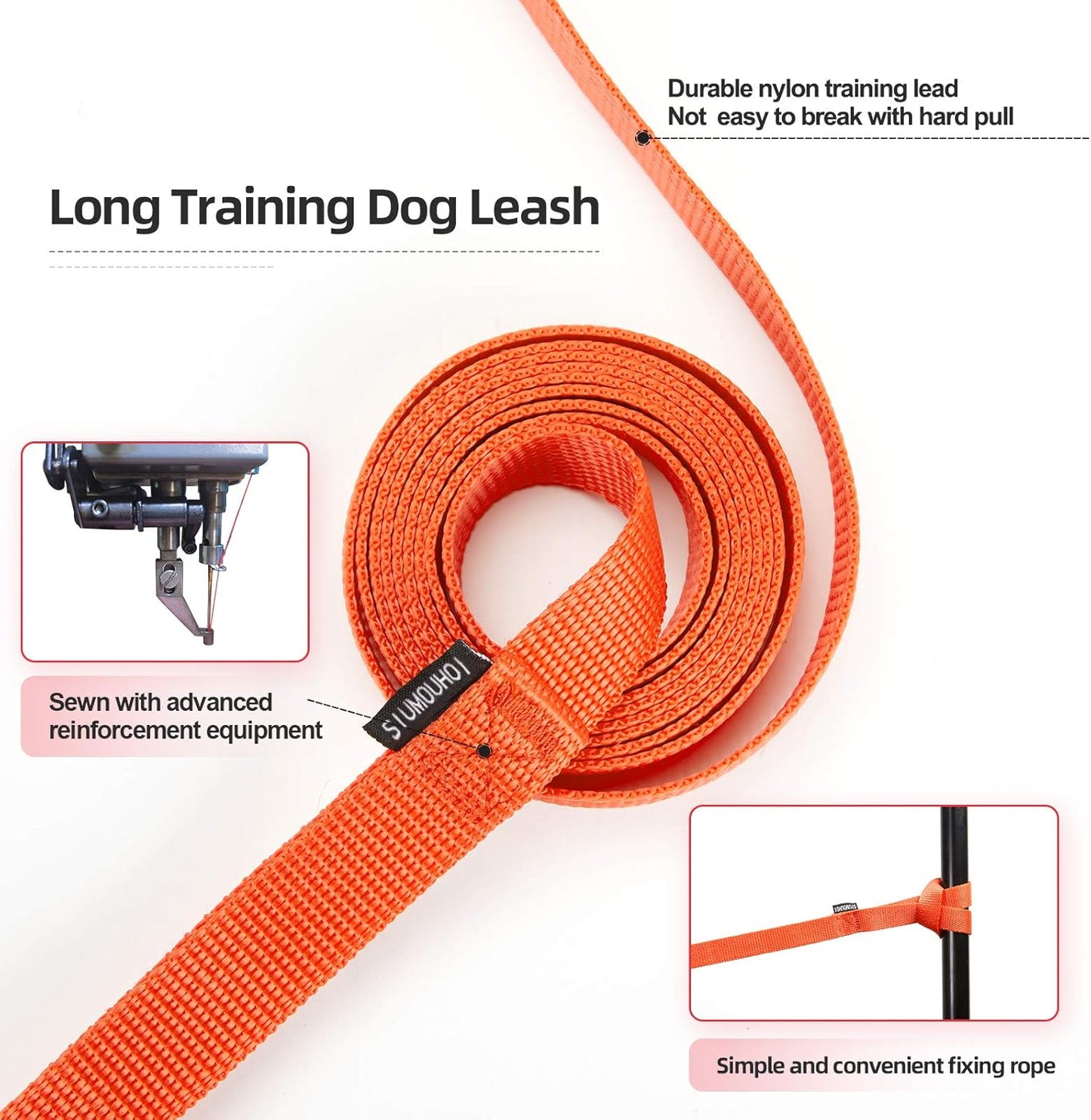 Siumouhoi Dog/Puppy Obedience Recall Training Agility Lead - 15ft 20ft 30ft 40ft 50ft Training Leash - Great for Play, Camping, or Backyard - Orange 20ft (20Feet, Orange)