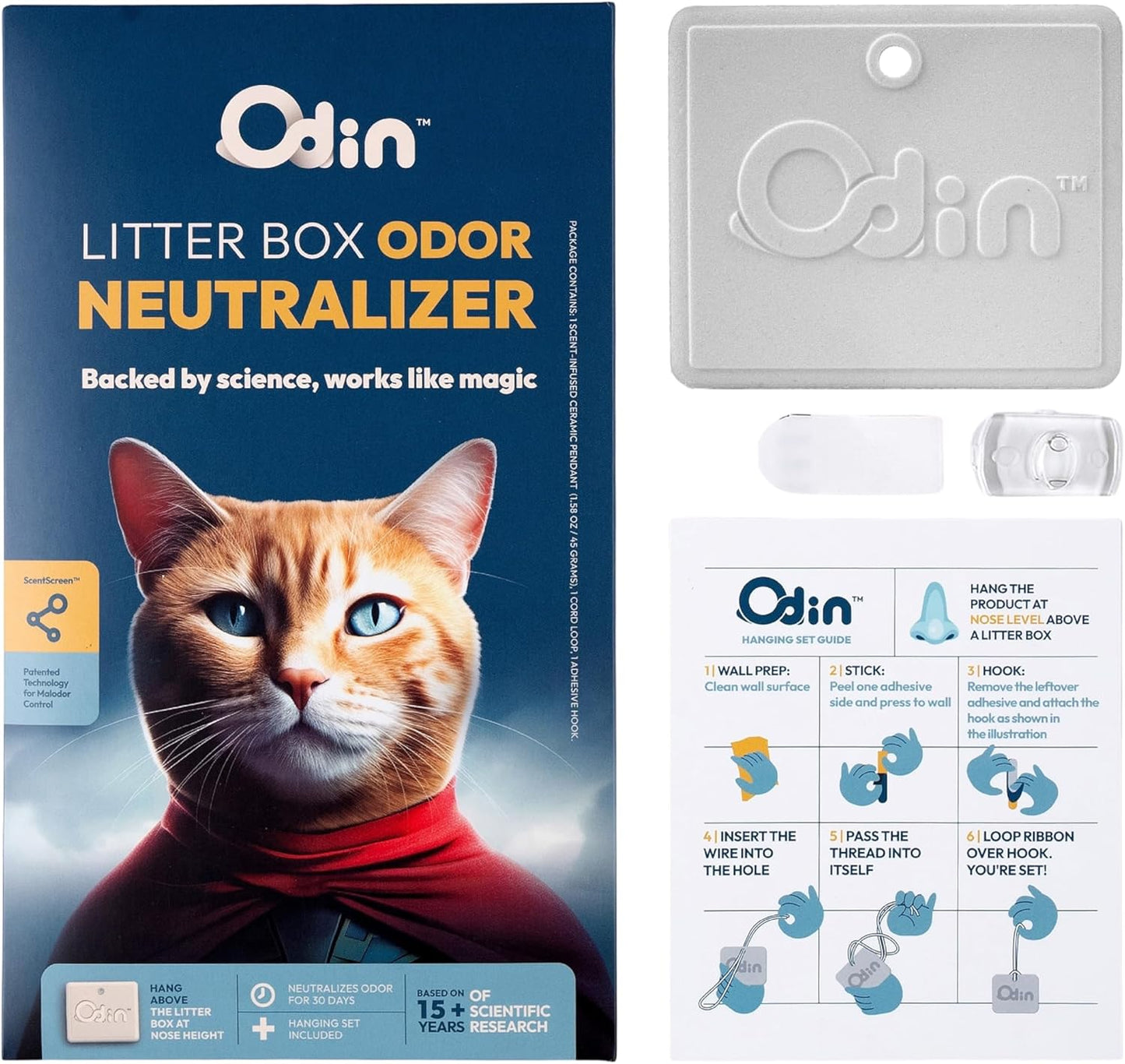 Odin Litter Box Odor Eliminator – Neutralizes Smells at the Source with Patented Tech – Light Citrus Scent – Safe, Long-Lasting, Works with Any Litter