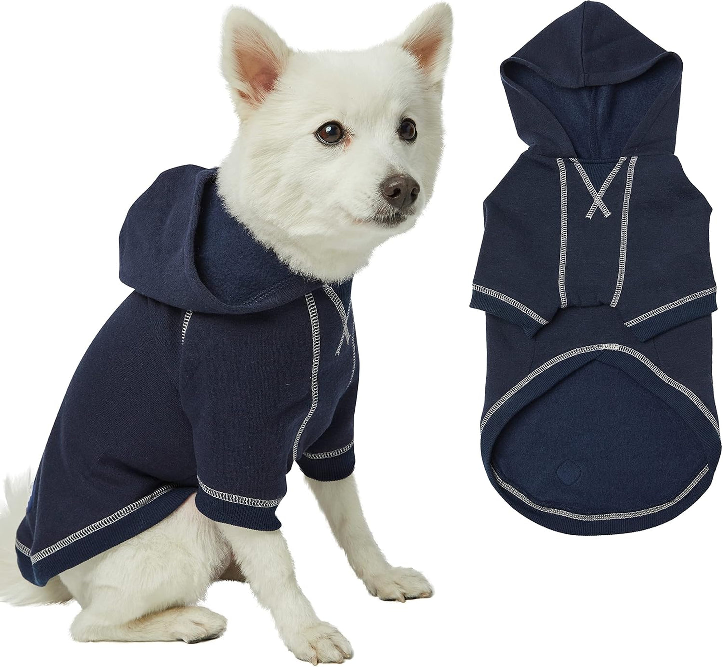 Blueberry Pet Essentials Dog Hoodie – 18 inch, Cotton‑Blend Sweatshirt with Hood, Midnight Blue, Machine‑Washable Small‑Dog Jersey