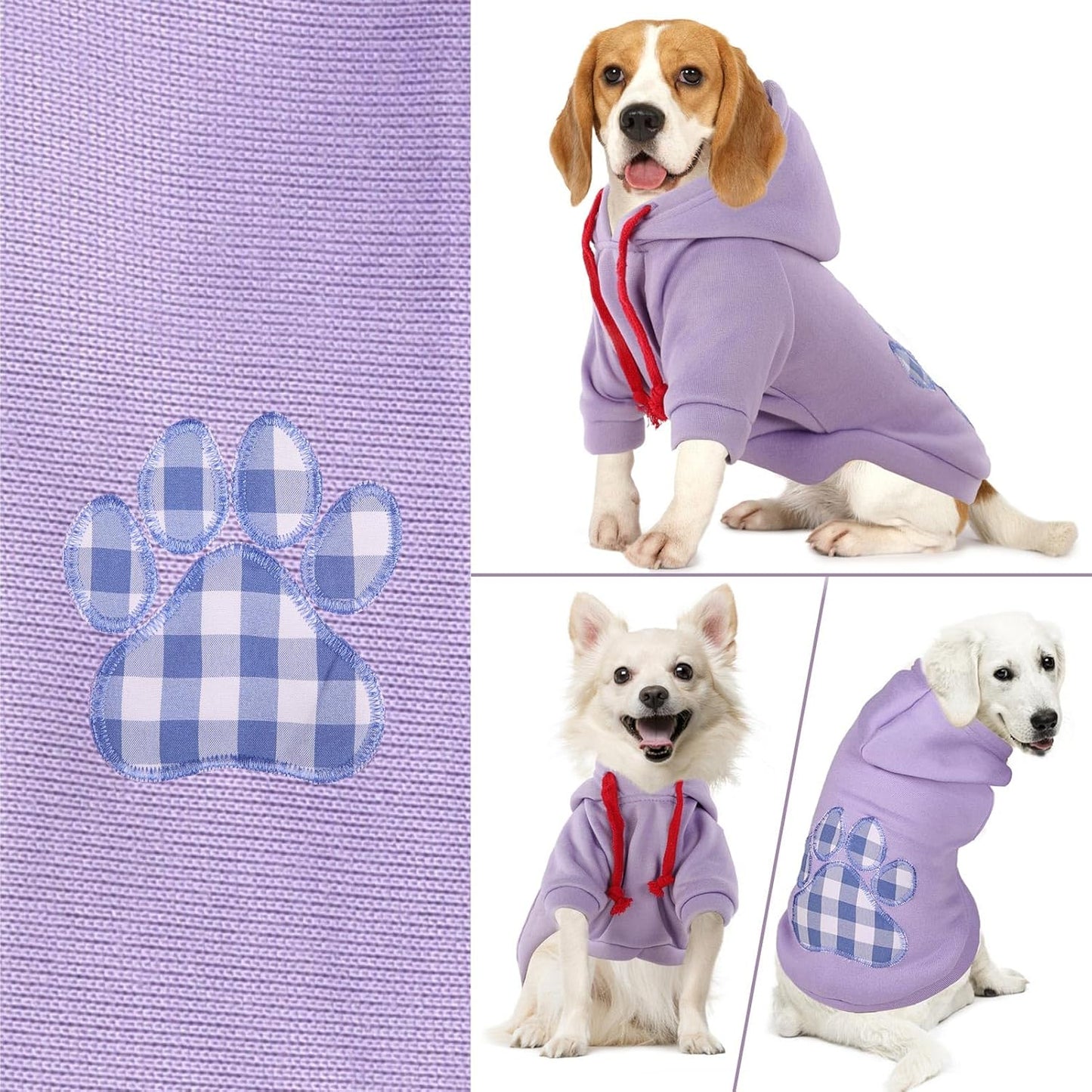 SAWMONG Dog Hoodie,Flannel Pet Hooded Sweater with Hat Puppy Pullover Sweater Shirt,Dog (Purple,S)