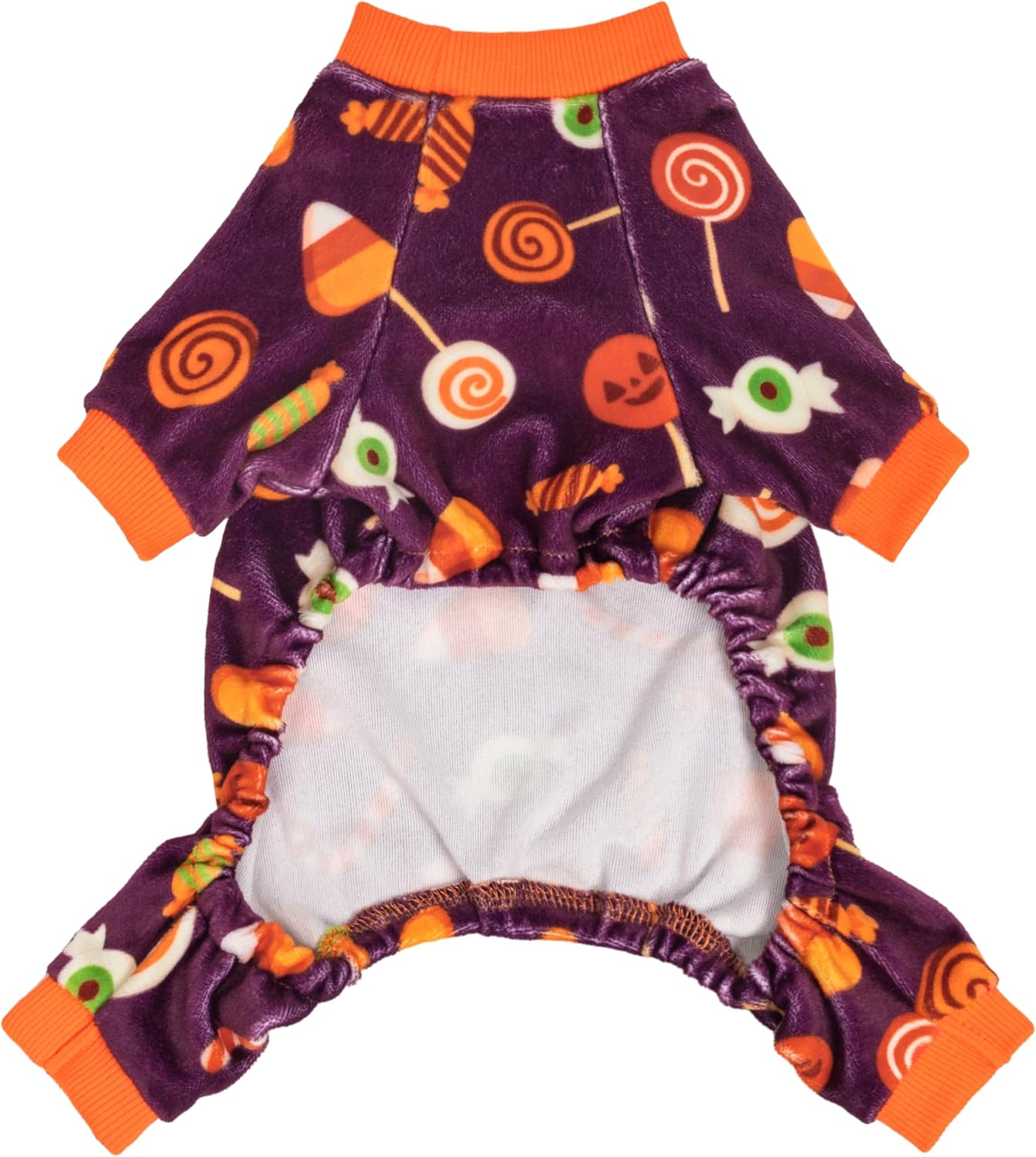 Fitwarm Halloween Candy Dog Pajamas, Funny Costumes for Small Dogs Boy Girl, Pet Outfit, Purple, Orange, XXL