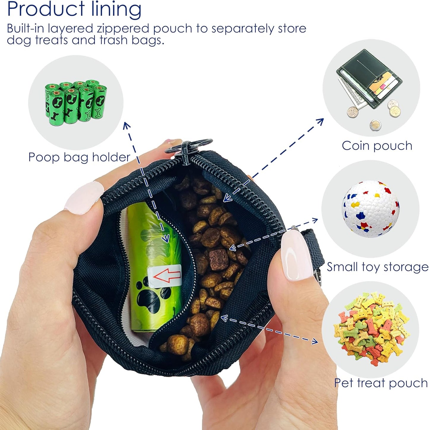 Dog Treat Pouch for Pet Walking and Training with Clicker Poop Bags Small Fanny Zipper Pack Holder for Puppy Snack Dispenser Kit for Leash and Outdoor Use (Strawberry)