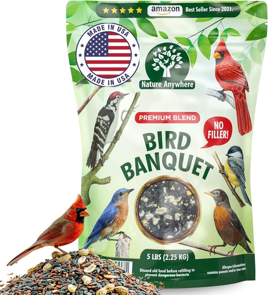 Nature Anywhere Wild Bird Seed for Outside Feeders - No Fillers - Made in USA - Outdoor Bird Food
