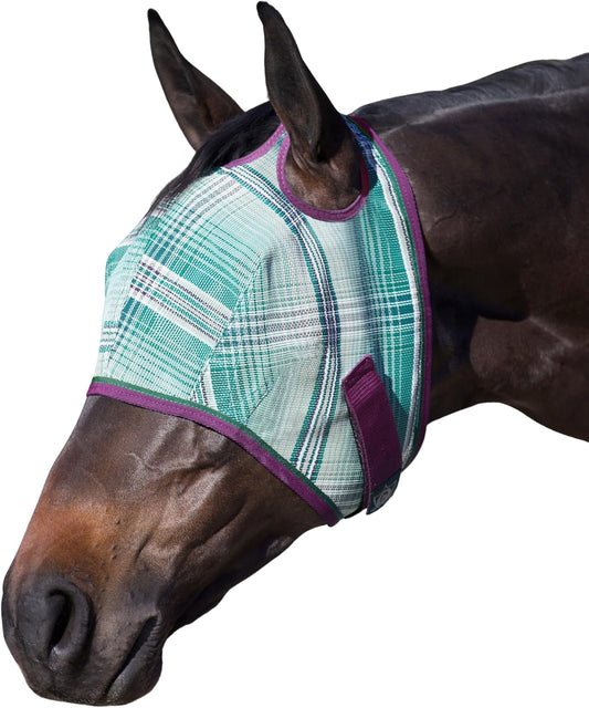 Kensington UV Horse Fly Mask with Web Trim - Protective Mask with Dual Ear Opening & Forelock Freedom - Large, Imperial Jade