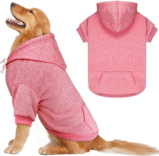 Dog Sweaters for Large Dogs Dog Hoodie Fleece Sweater Soft Pet Clothes Sweatshirt with Pocket Pet Hoodie for Large Dogs(Pink&XL)