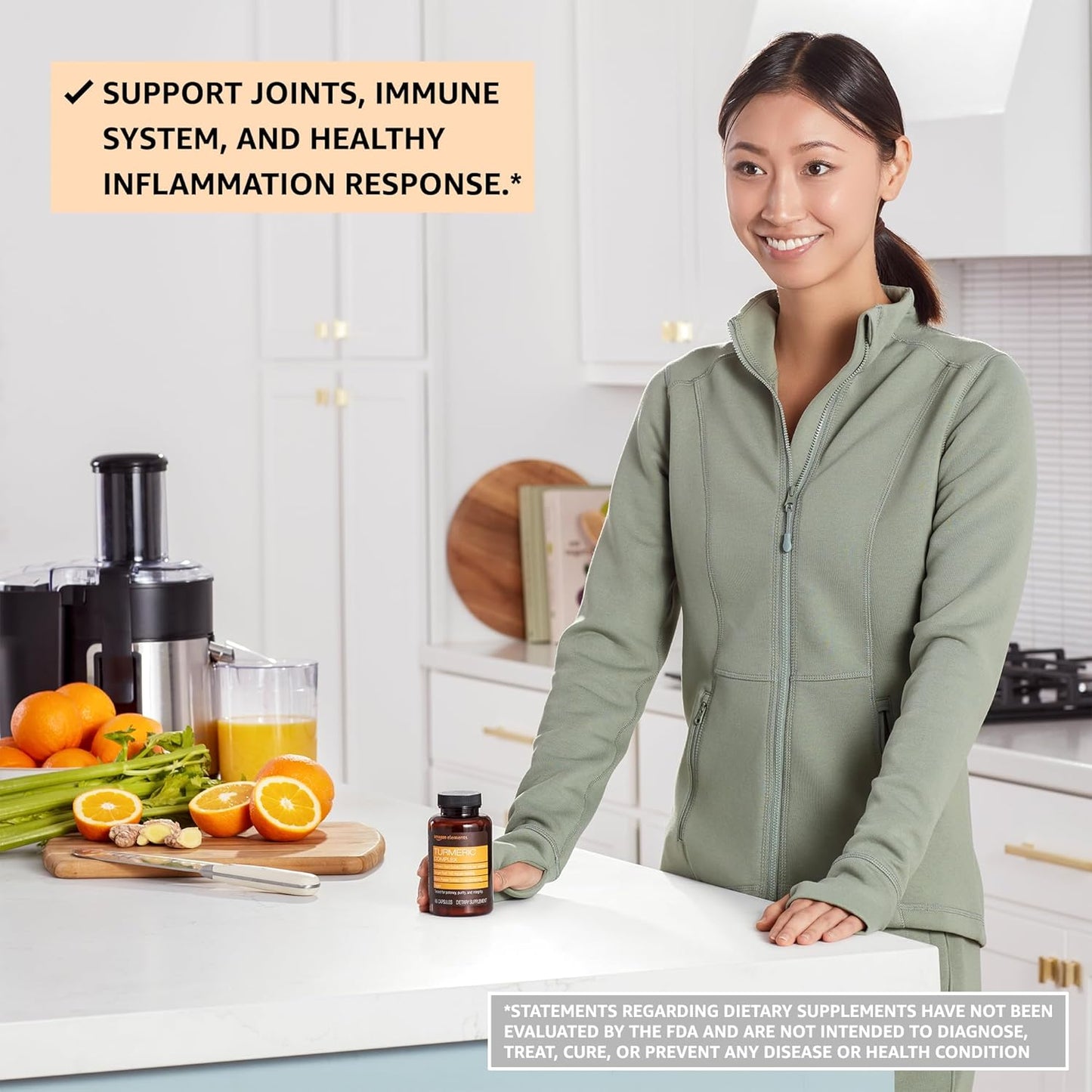 Amazon Elements Turmeric Complex, 316 mg Curcumin, 140 mg Ginger, 5 mg Black Pepper - Joint & Immune System, Healthy Inflammation Response - 65 Capsules (2 Month Supply) (Pack of 2)