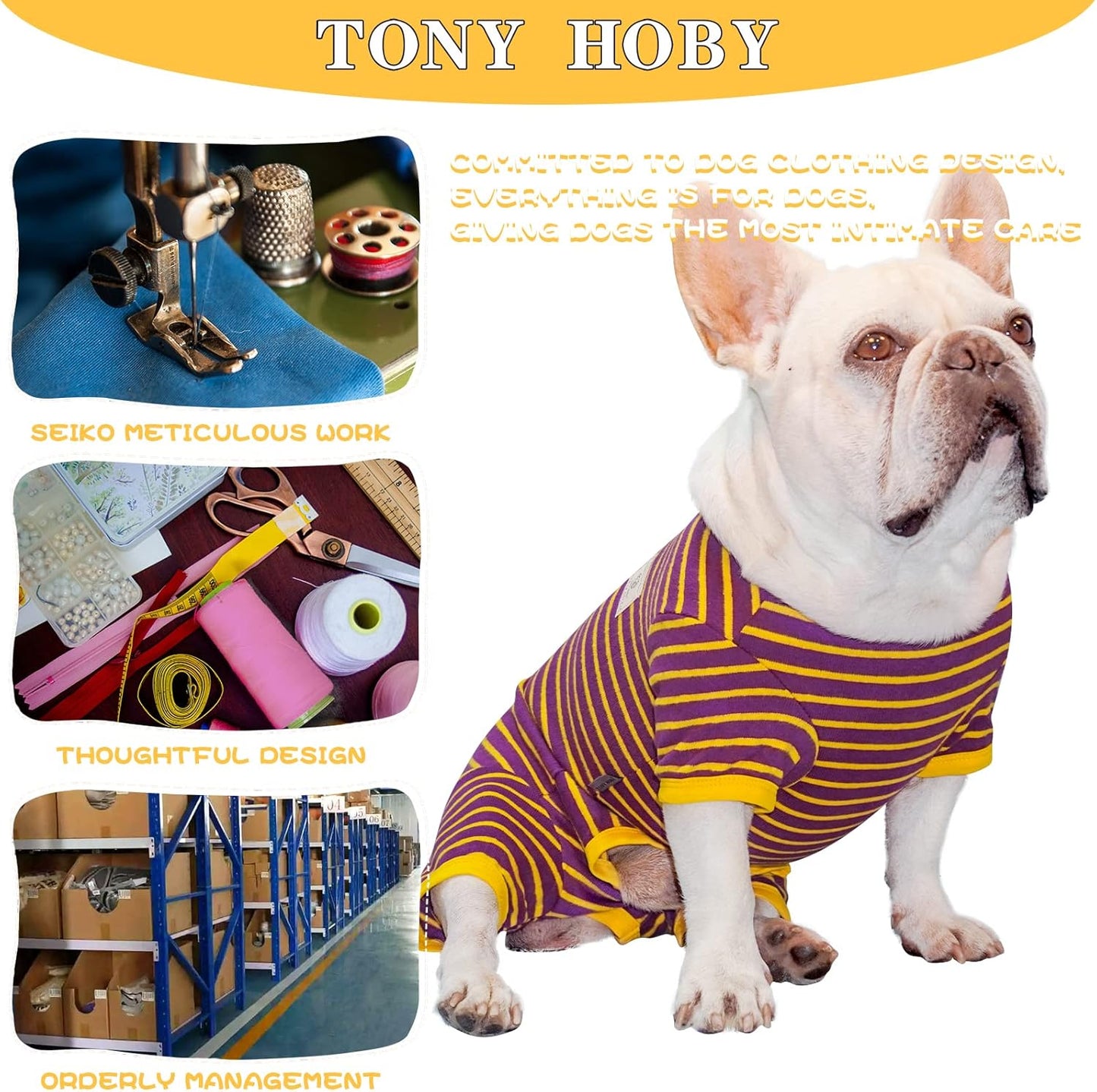 TONY HOBY Dog Pajamas, Male Dogs Warm Pajama with Thermal, Dog Jumpsuit Pajamas for Small Medium Dogs (Purple&Yellow, Boy, XXL)