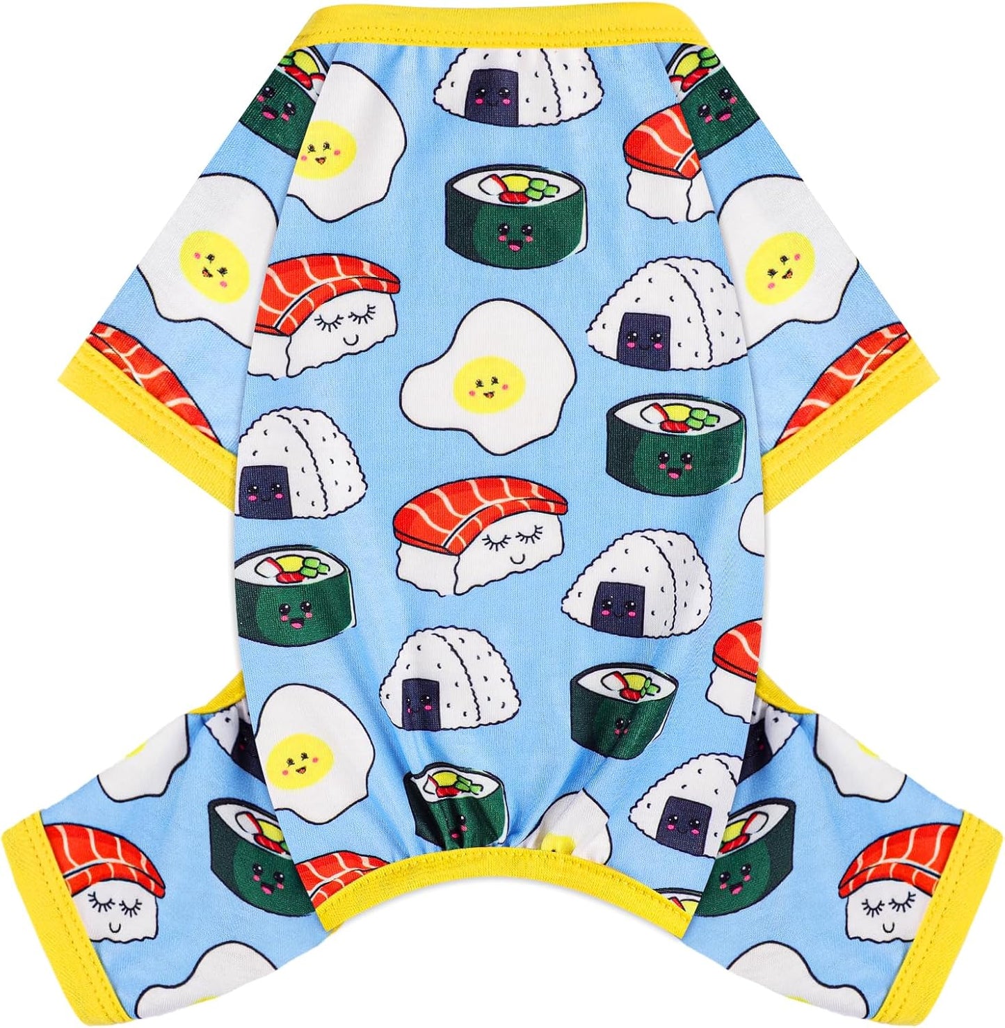 Dog Pajamas Small Sized Dogs Stretchable Summer Dog Clothes Pjs 4 Legs Girl Boy Cute Soft Puppy Outfits Doggie Cat Jammies Jumpsuit Sleeper for Pet (Bread, Medium)