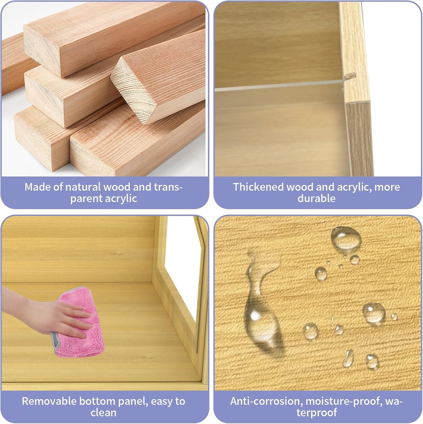 40 Gallon Large Reptile Tank, Wooden Snake Enclosure, Lockable Clear Acrylic Roof, Reptile Terrarium Cage with Feeding Tongs, Bearded Dragon Tank for Lizard, Leopard Gecko, 40" L x 16" W x 16" H