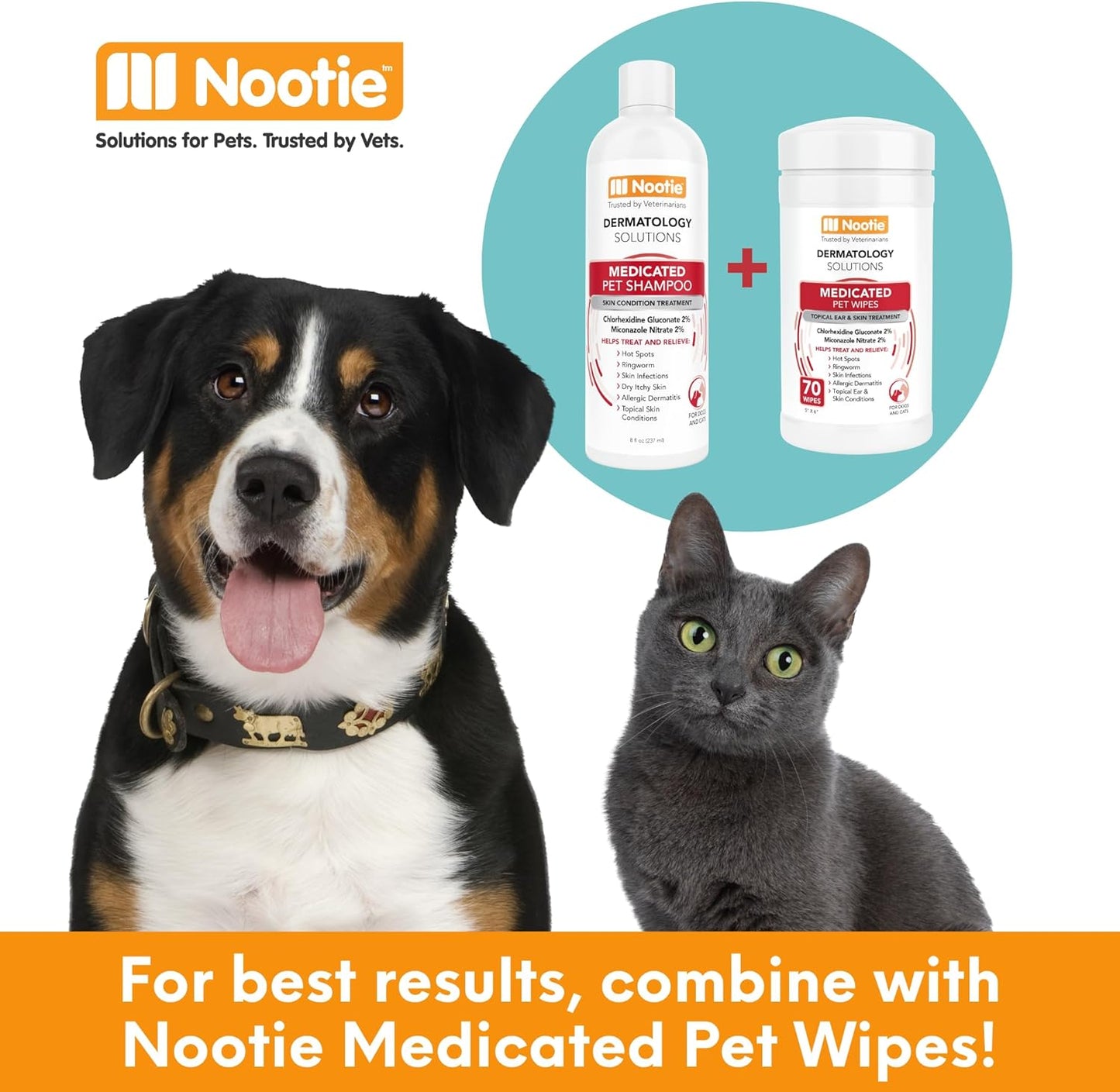 Nootie Medicated Pet Shampoo, Chlorhexidine Dog Shampoo for Itch Relief, Sold in over 5,000 Vet Clinics & Pet Stores Worldwide- 16oz