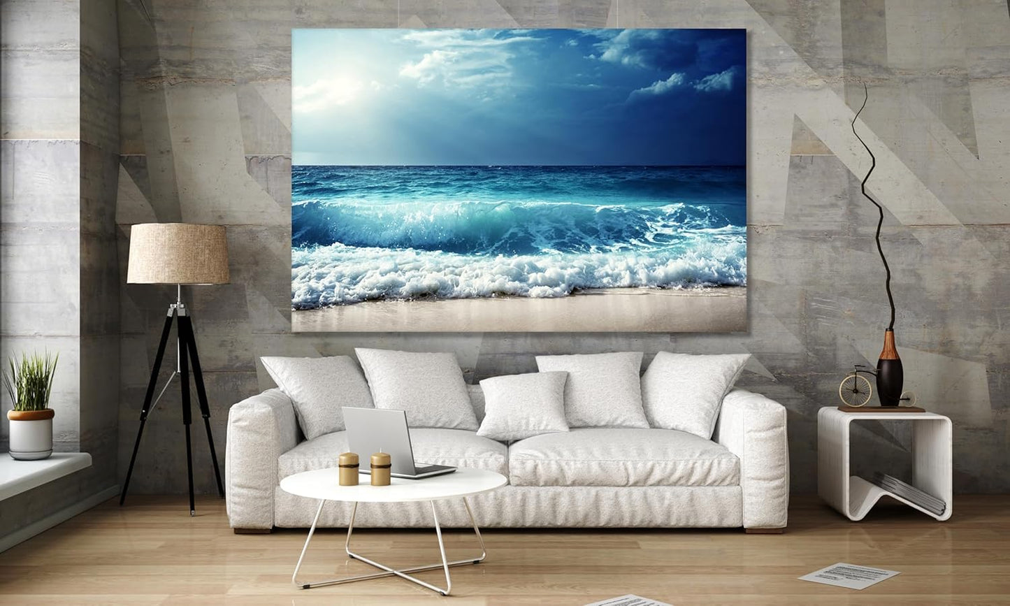 Nature Wall Art Prints - Ocean Forest Mountain Lake Canvas Landscapes - Small to Extra Large Living Room Bedroom Kitchen Bathroom Décor (Summer Ocean Beach, 31L" x 47W")