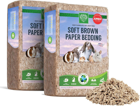 Small Pet Select Brown Natural Paper Bedding, Soft Animal Bedding with Odor Control for Guinea Pig, Rabbit, Hamster, or Bunny, Cage Accessories, Made in the USA, 178L (2 Pack)