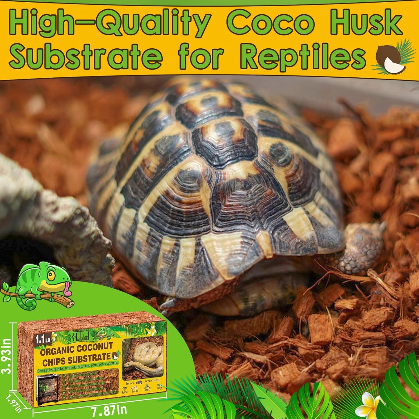 Halatool 6Pack Compressed Coconut Chips Brick Natural Coconut Husk for Reptiles Bedding Coco Coir Chips Terrarium Substrate for Ball Python Frog Snake Gecko Hermit Crab Tortoise