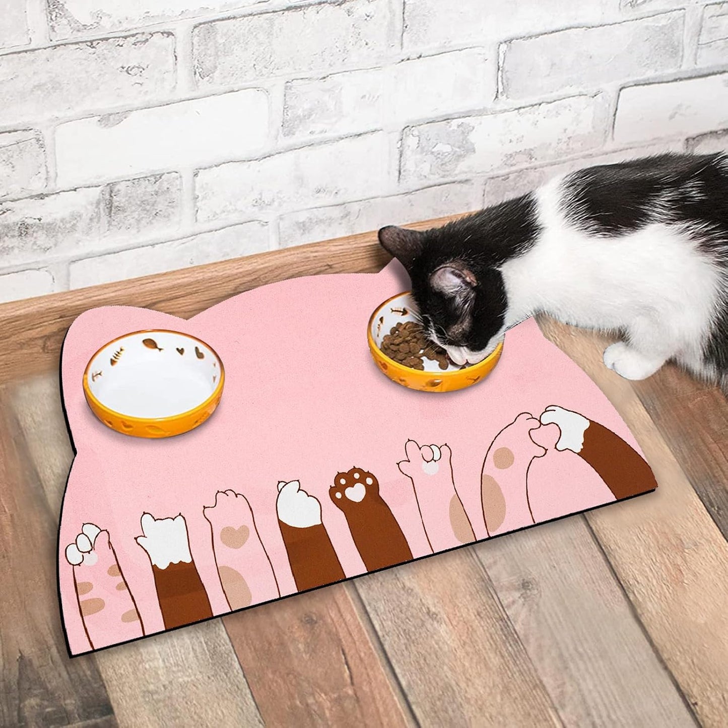 Pet Feeding Mats - Absorbent Cat Food & Water Mats, Pink, 17.7 * 9.8 inch
