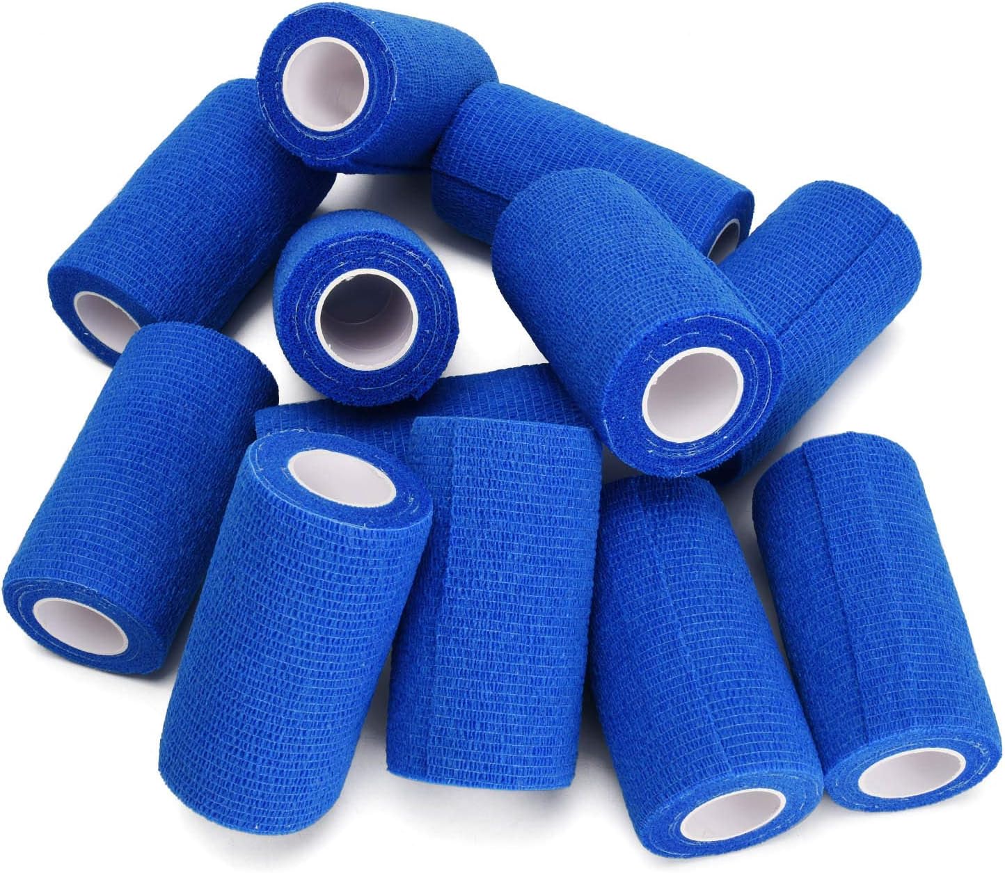 TOBWOLF 12PCS Self Adhesive Bandage, 4" x5yd / 10cmx4.5m Elastic Cohesive Bandage Wrap Athletic Gauze Roll, Non Woven Bandage Tape for Wrist Ankle Knee Leg Sprains Swelling - Navy Blue