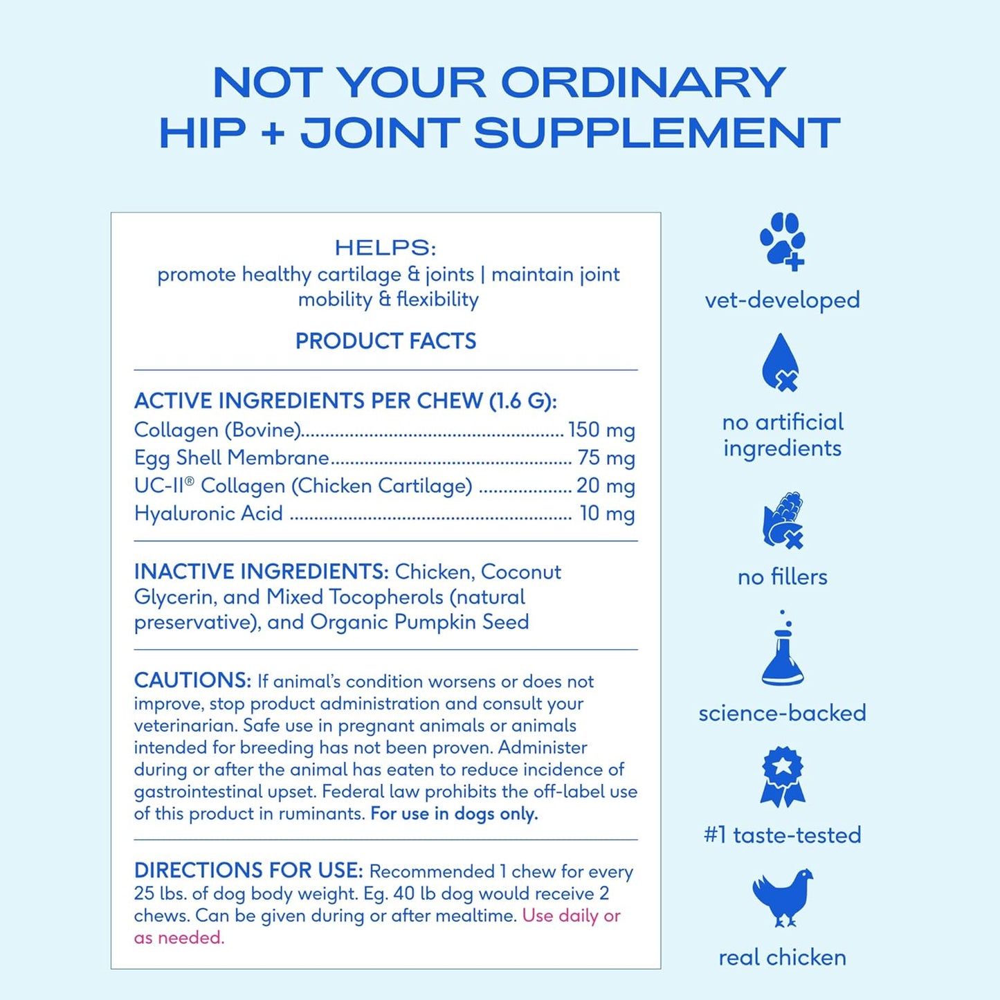 Native Pet Hip & Joint Supplement for Dogs - Advanced Dog Joint & Arthritis Supplement - Helps Maintain Healthy Cartilage, Joint Flexibility, Lubrication, & Function - with ESM & Collagen - 60 Chews