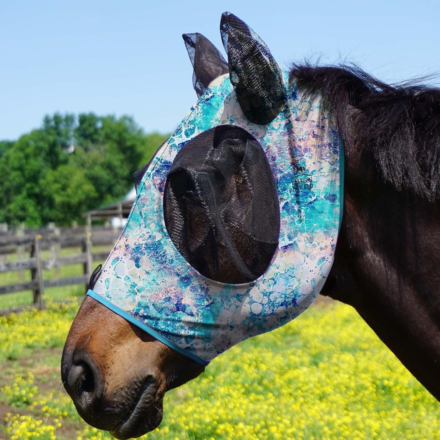 Harrison Howard Super Comfort Stretchy Fitting Horse Fly Mask with UV Protection Soft on Skin with Breathability Pastel Mix Pony