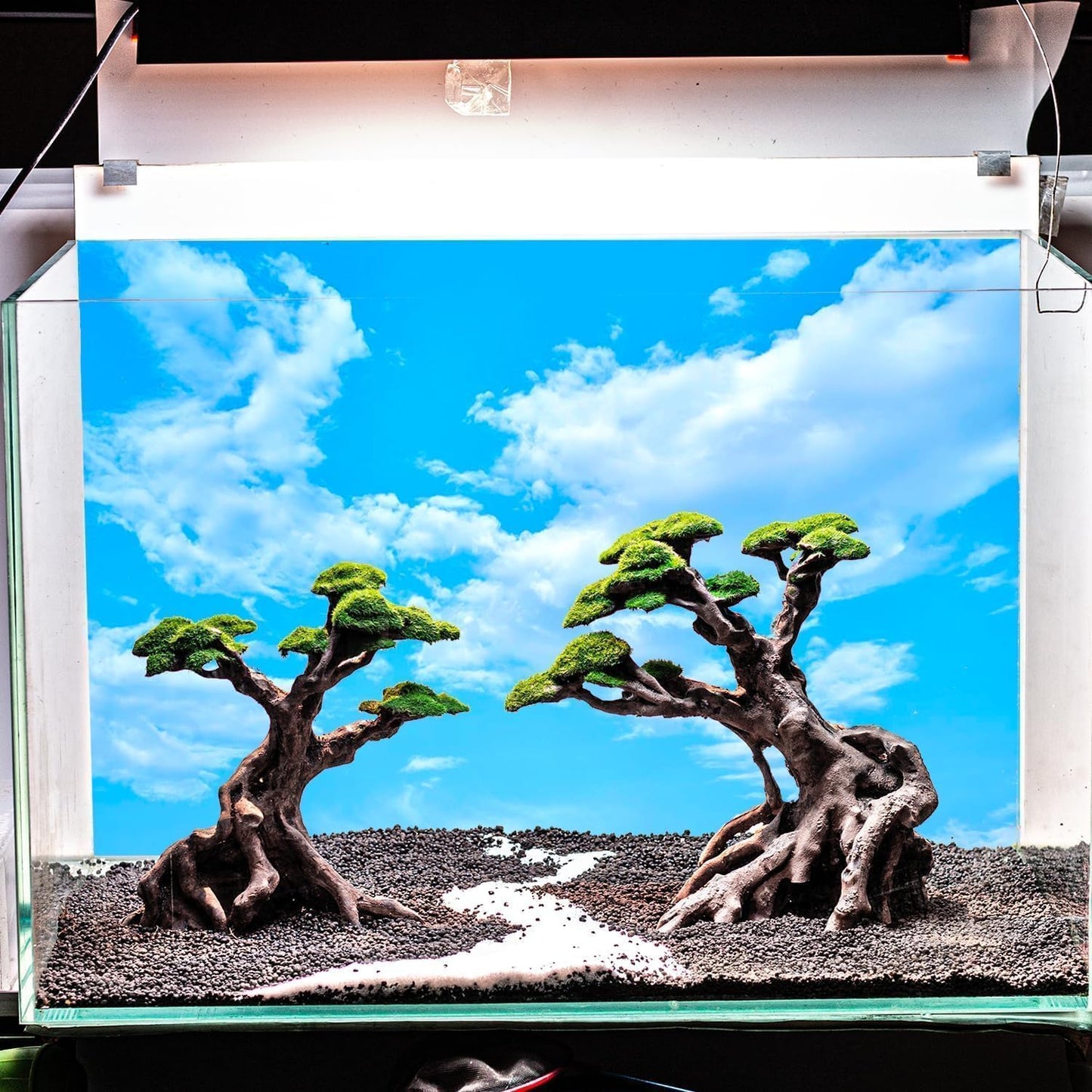 Novelsite Fish Tank Decorations - Large Bonsai Trees with Faux Moss- Aquarium Rocks Aquascaping- Made of Sandstone 17" x 8.6" x 5" Enhance Aquatic Landscape with Realistic Natural Look