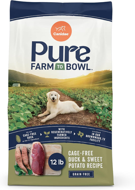 Canidae Pure Farm to Bowl Cage-free Duck & Sweet Potato, Adult, Grain-Free Dry Dog Food, 12lb