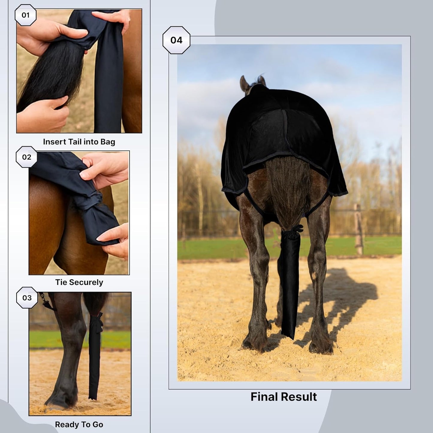 RESISTANCE Spandex Horse Tail Bag Only for Horses - 23"x10" Ties, Nylon Material - to Keep The Horse Tail Clean and Protected - Royal Blue (Pack of 2)